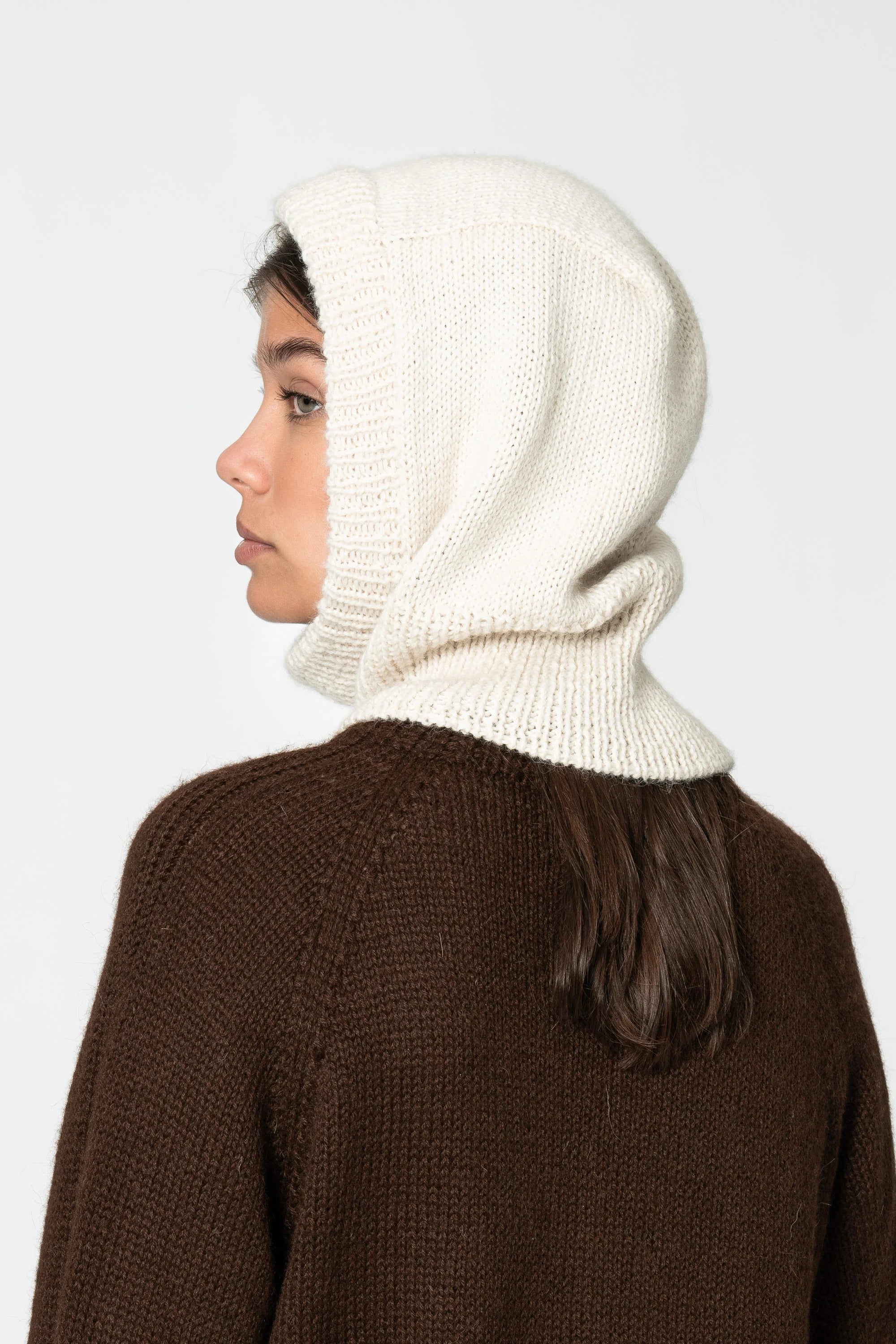 Alpaca Handknit Balaclava / Ivory White