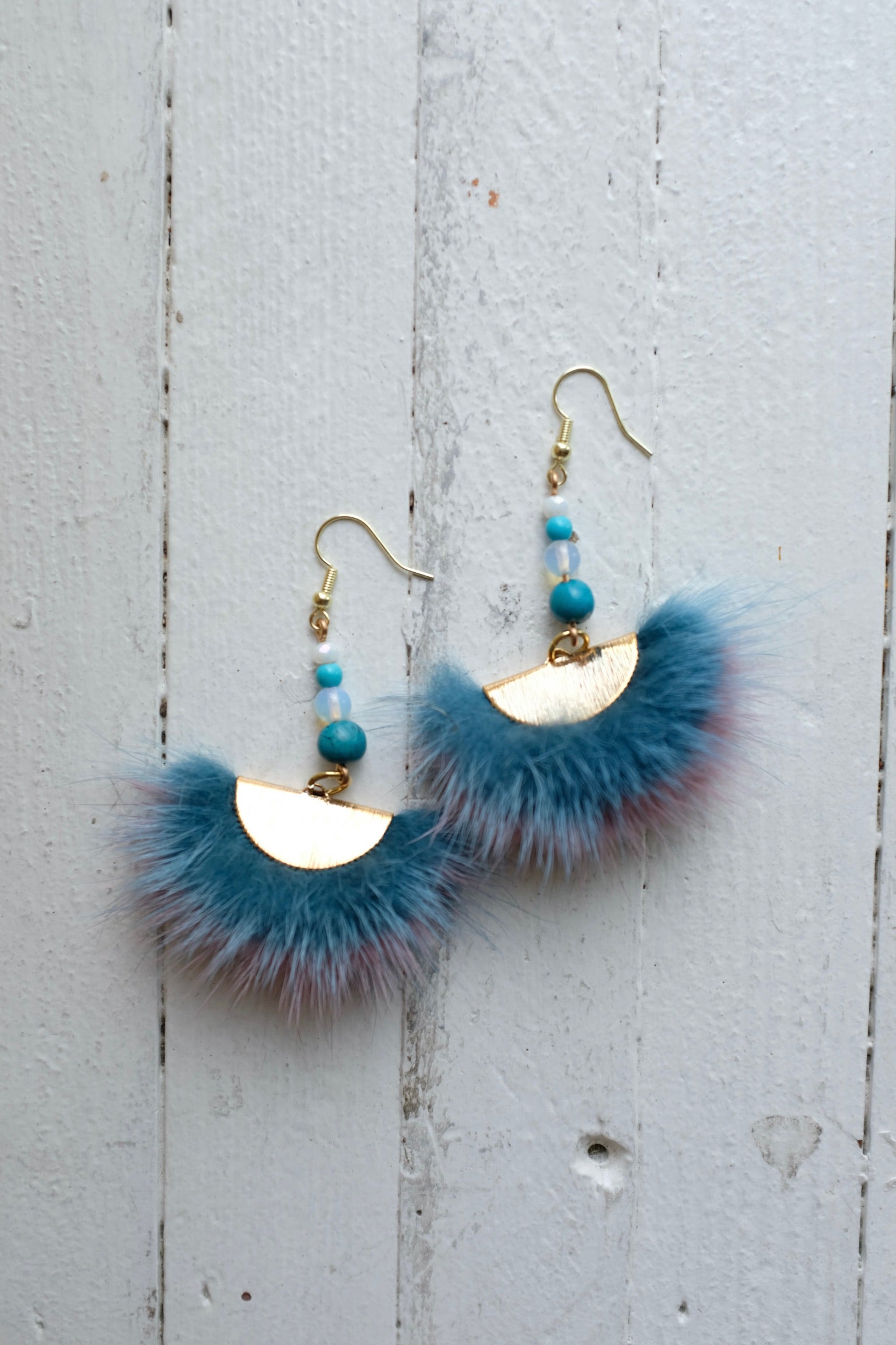 Pre-loved / CreeNative Mink Earrings / Turquoise