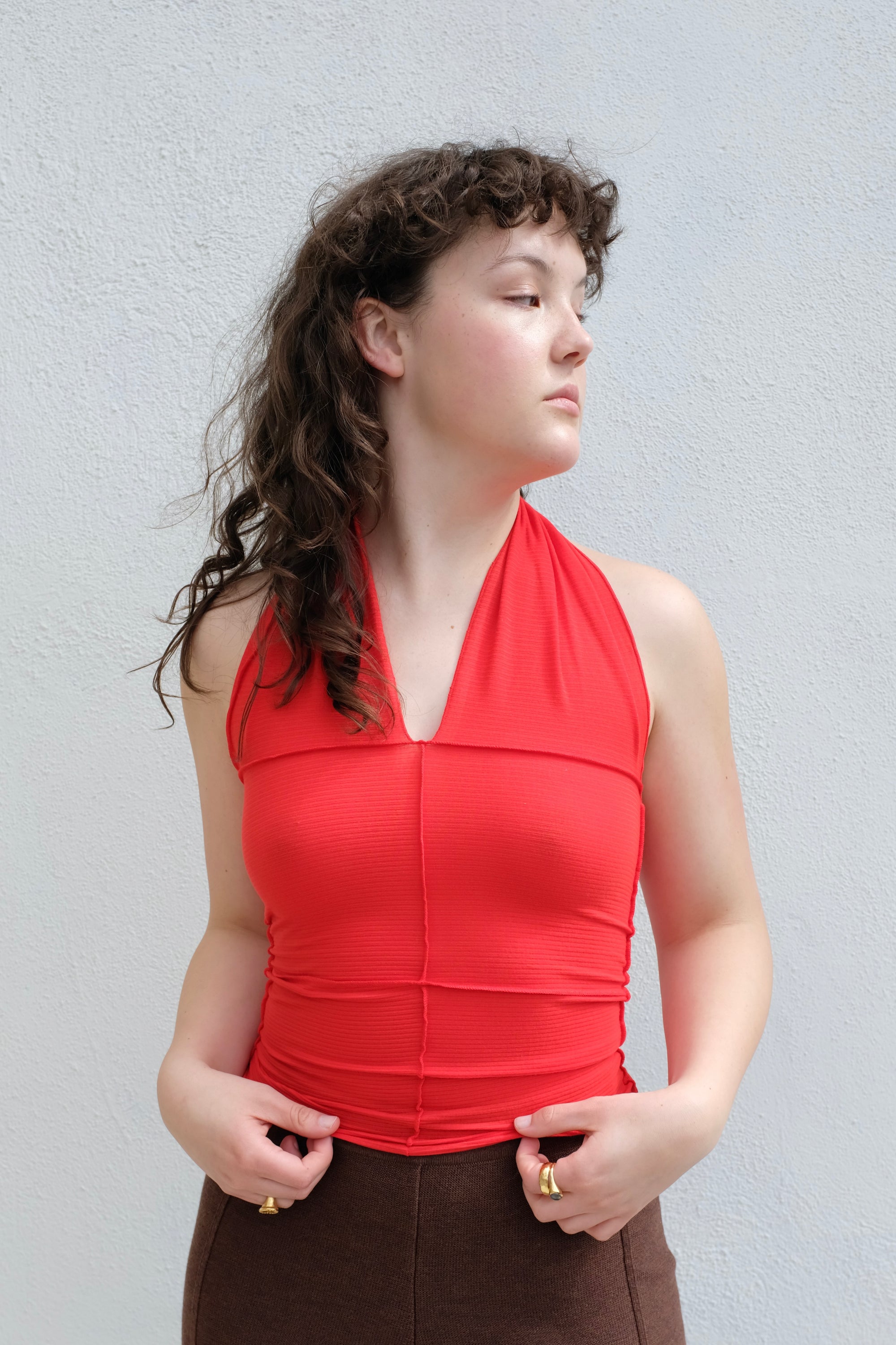 Baserange Cinder Halter Top / My Red