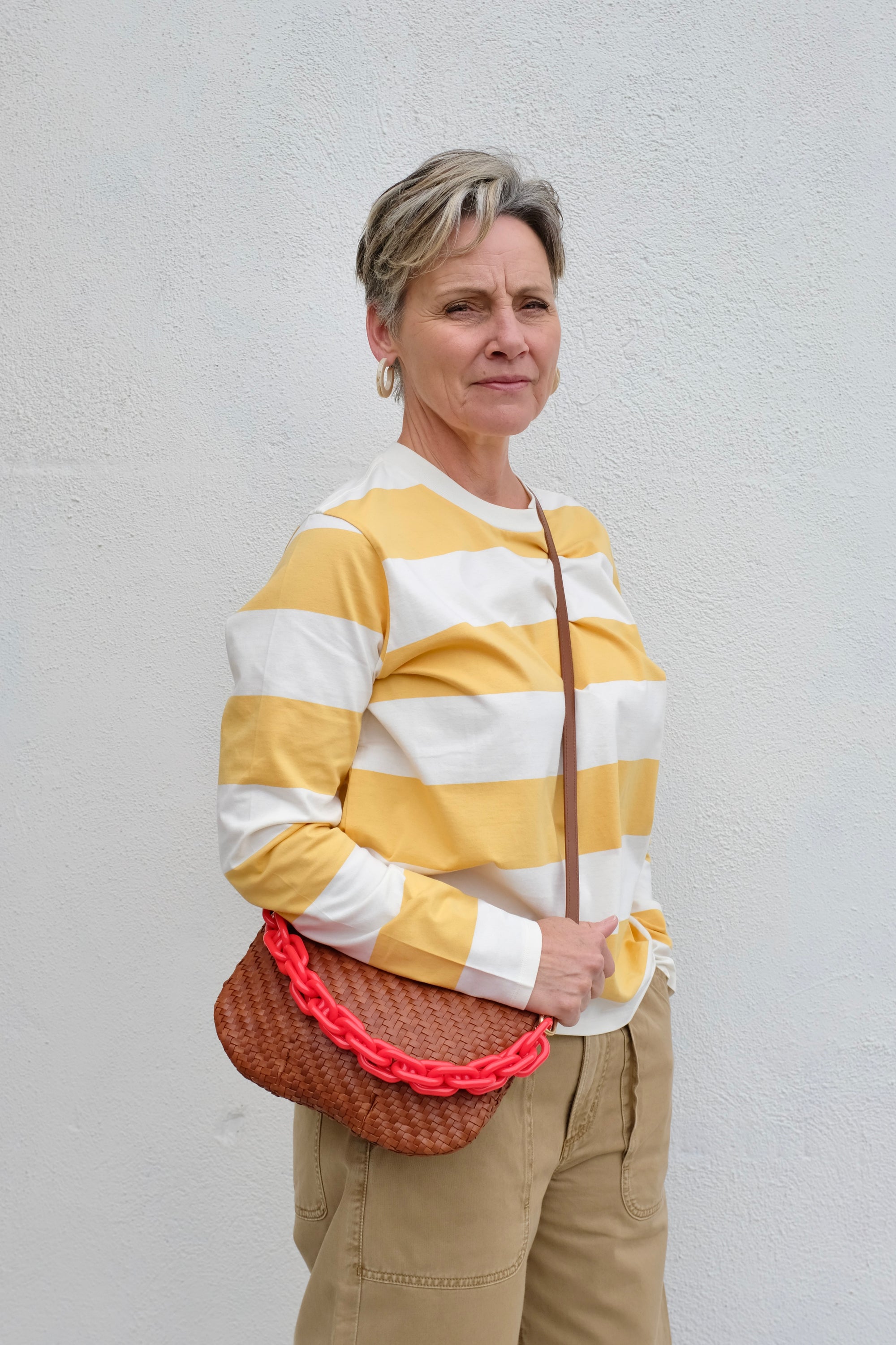 Clare V. Petit Moyen / Hazelnut Woven Zig Zag