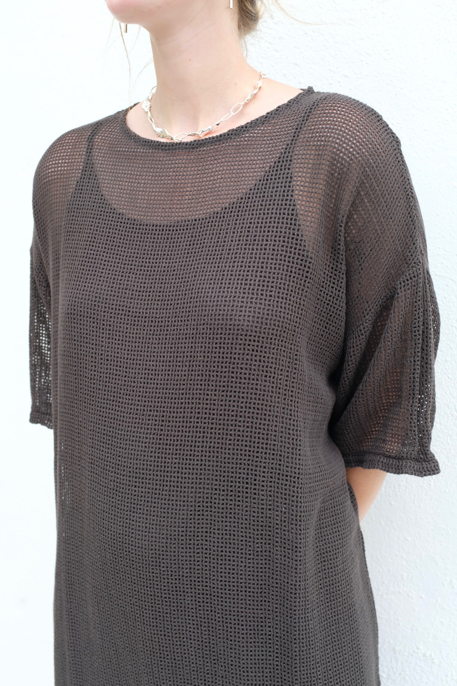 Black Crane Long Tee Dress / Shadow