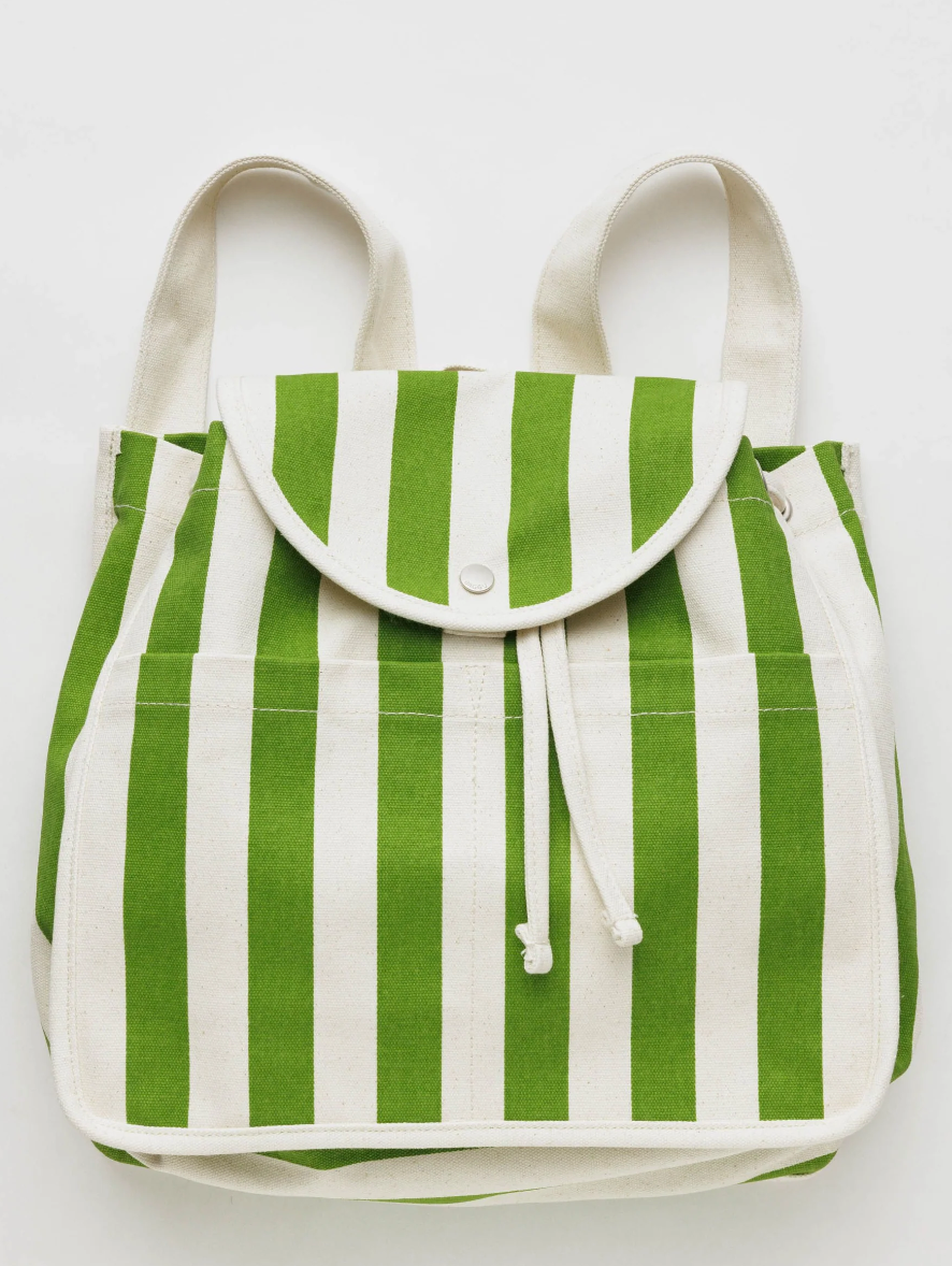 Drawstring Backpack / Green Awning Stripe
