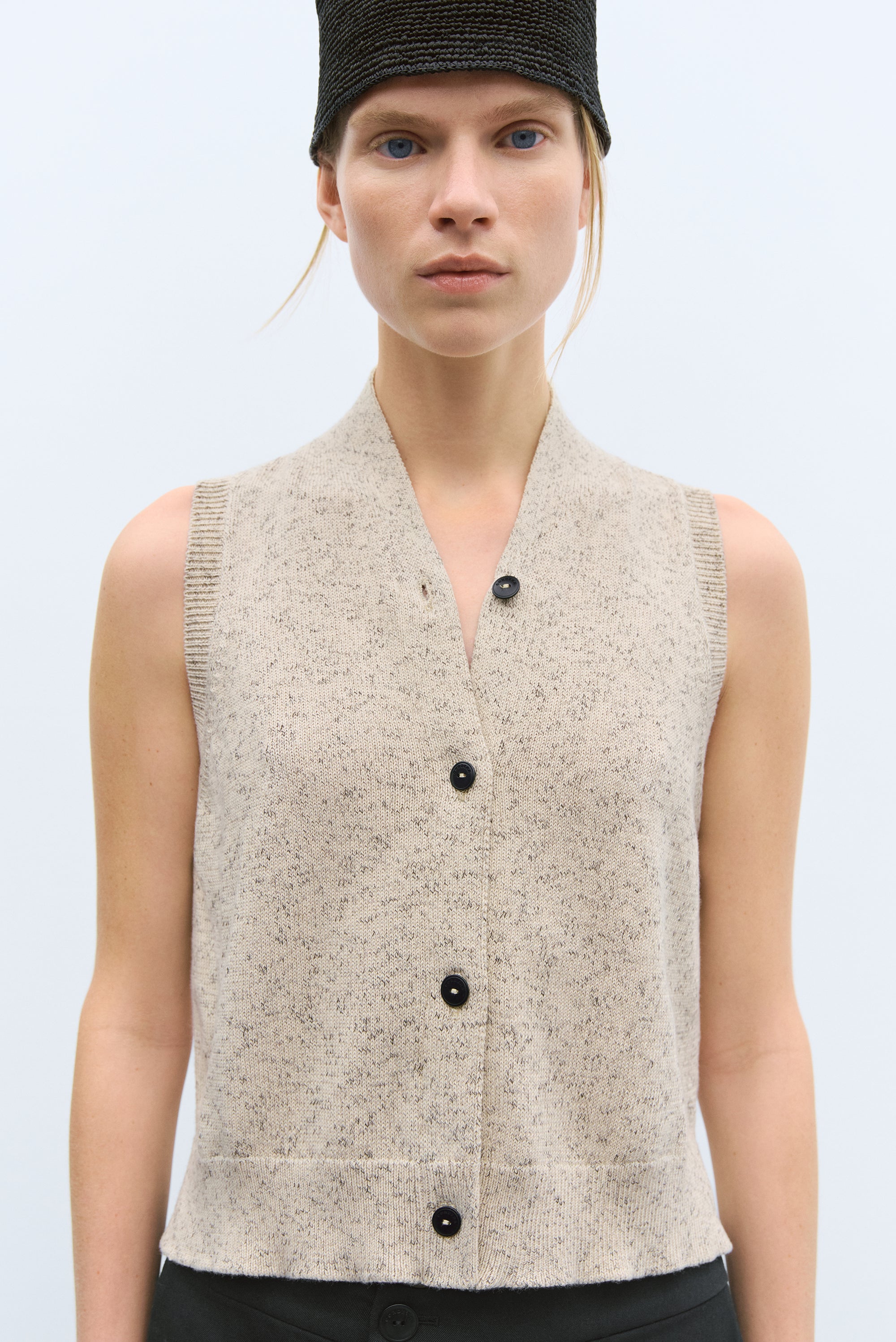 Cordera Flecked Cotton Vest / Natural