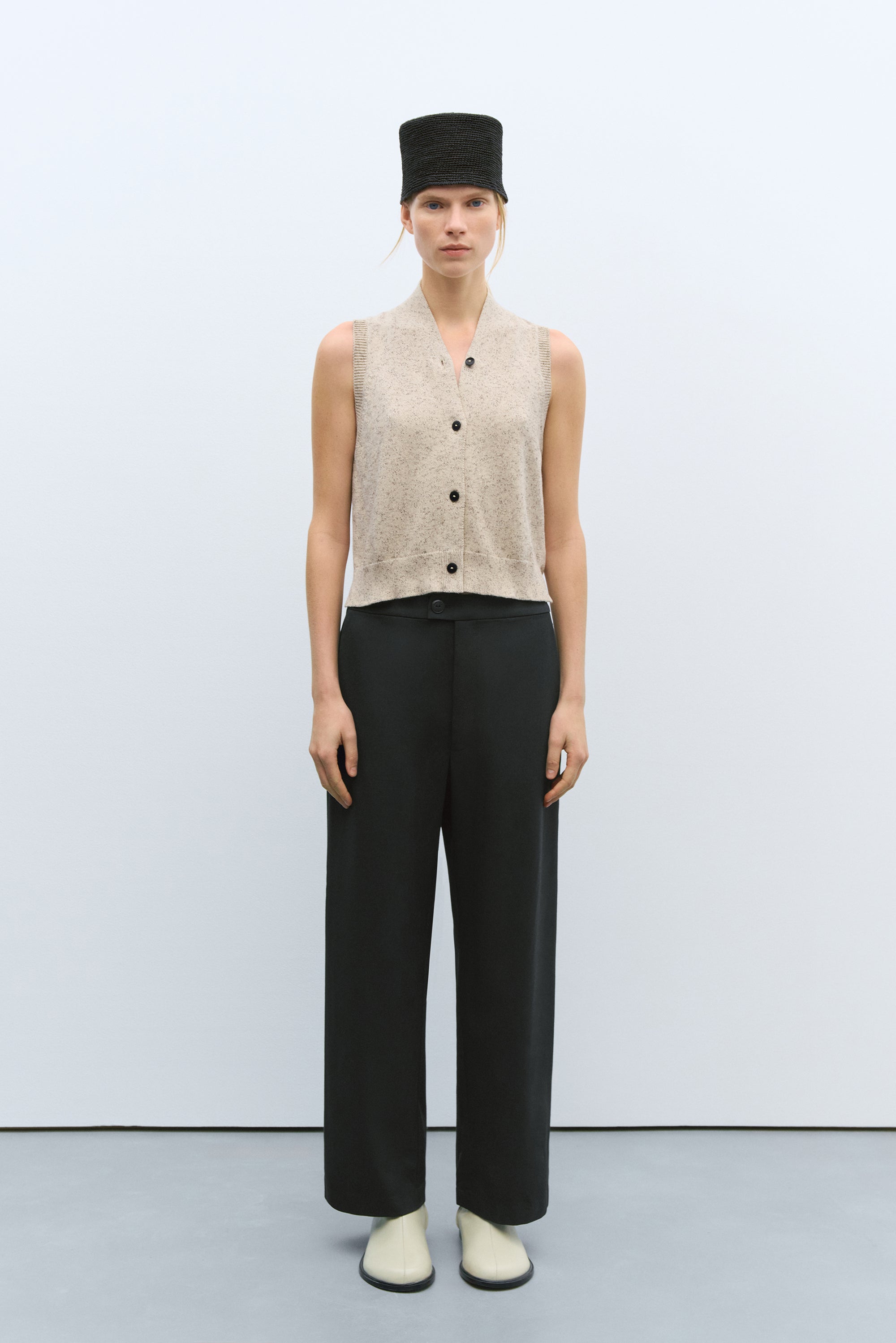Cordera Flecked Cotton Vest / Natural