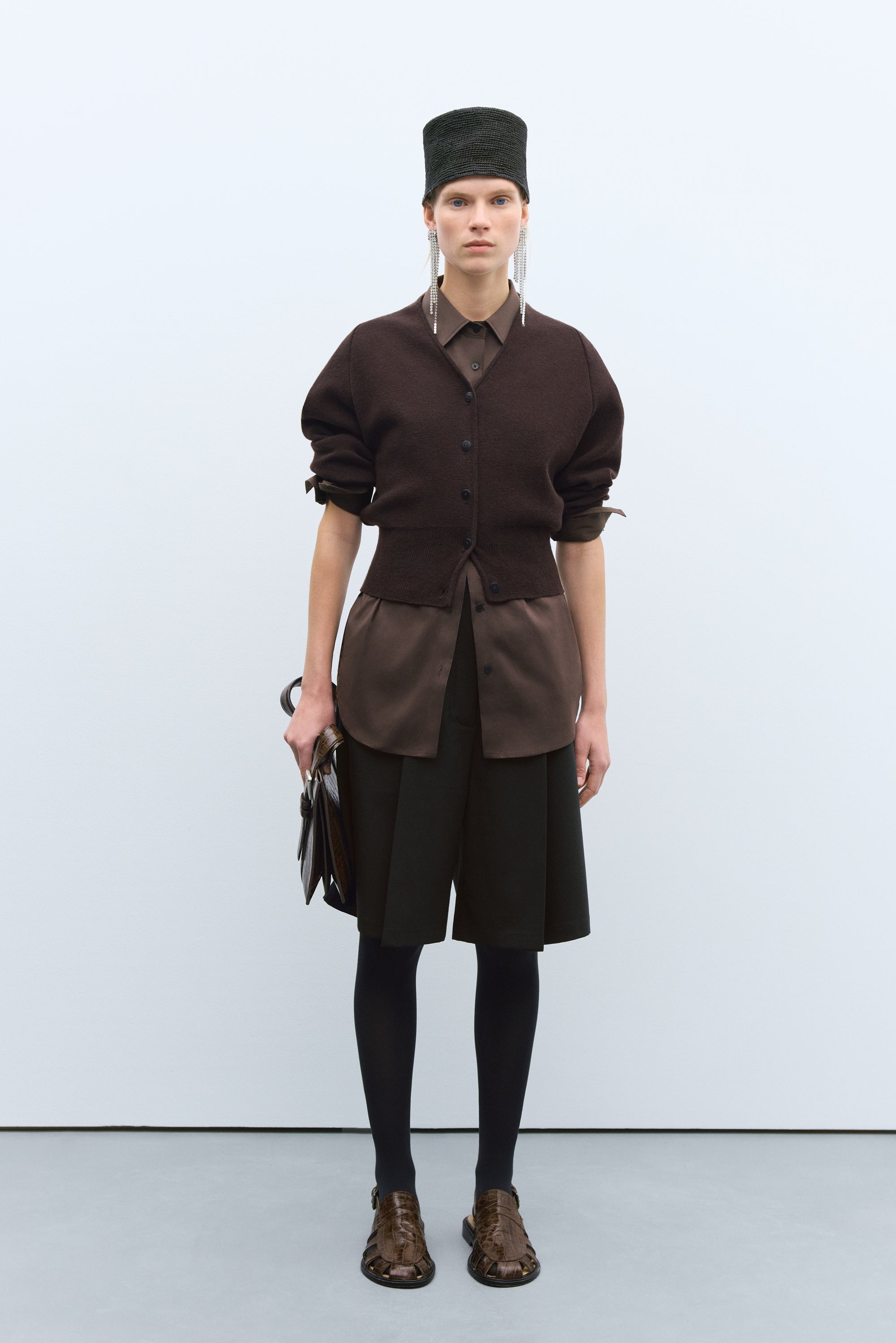 Merino and Cashmere Cardigan / Brown