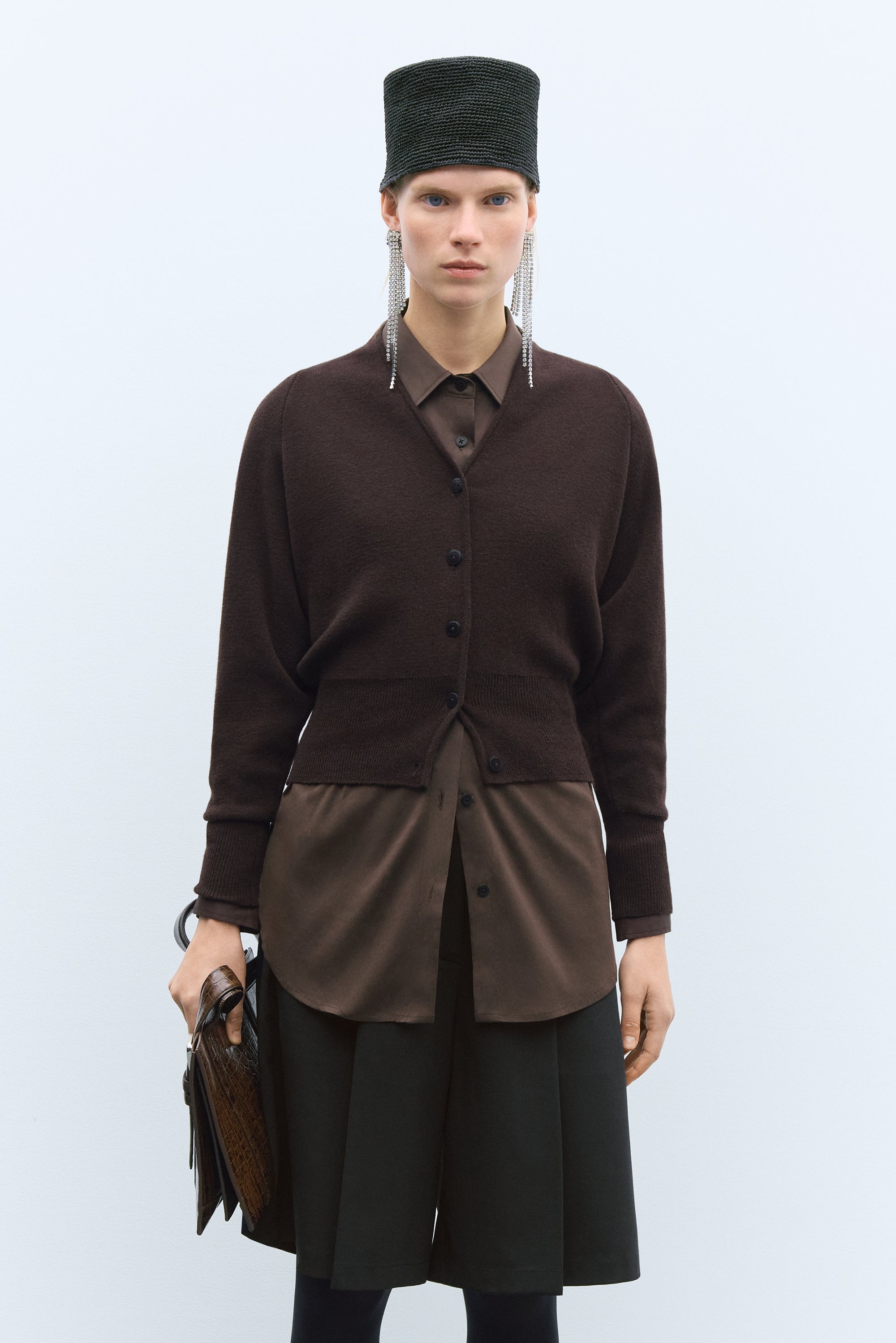 Merino and Cashmere Cardigan / Brown