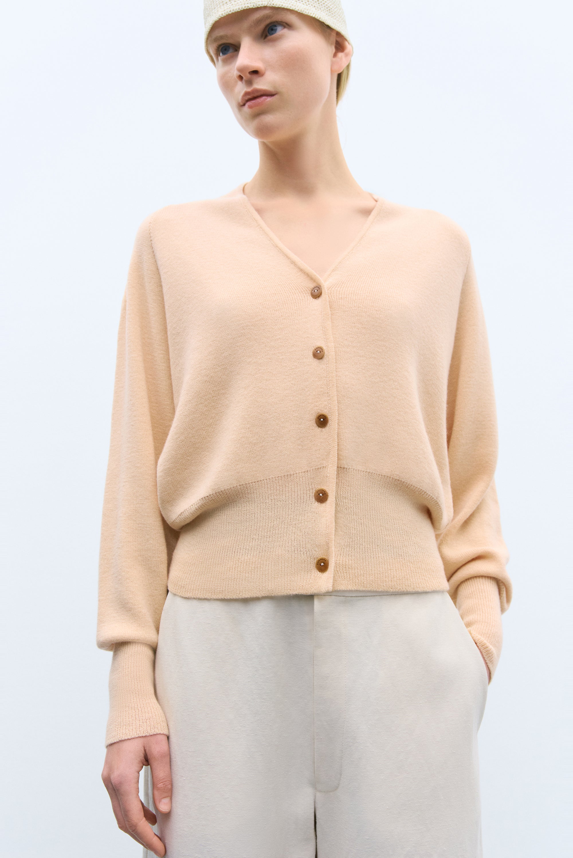 Merino and Cashmere Cardigan / Peach