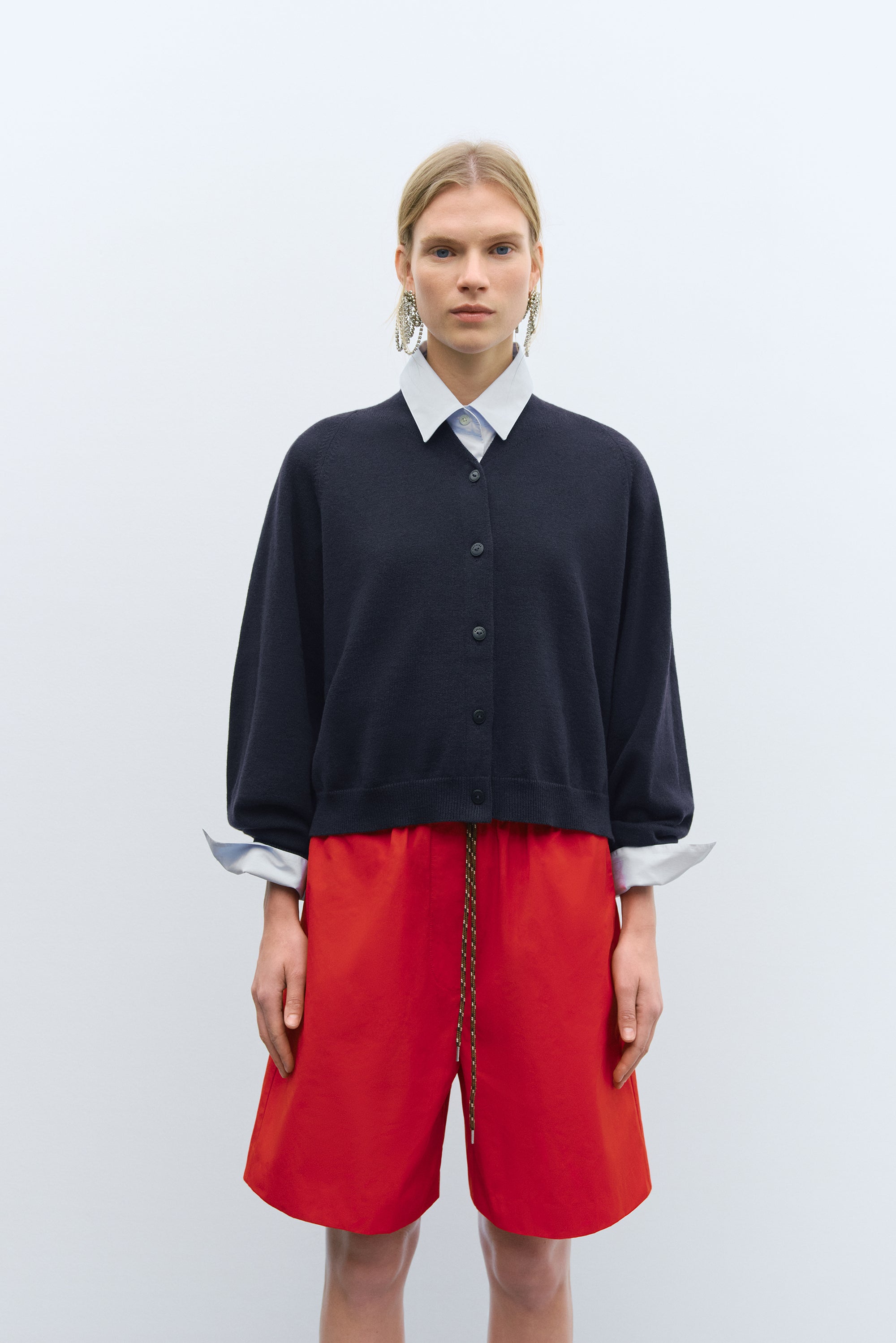 Merino Wool Cardigan / Navy