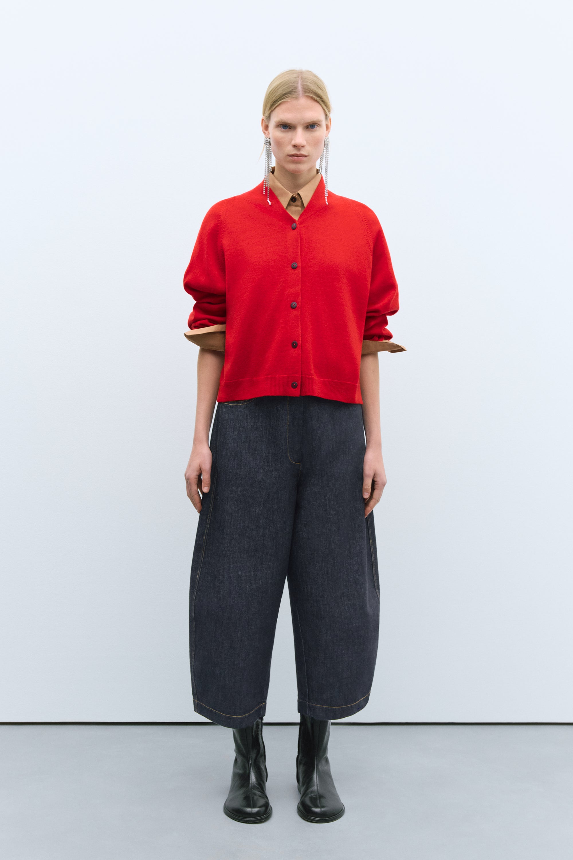 Merino Wool Cardigan / Red