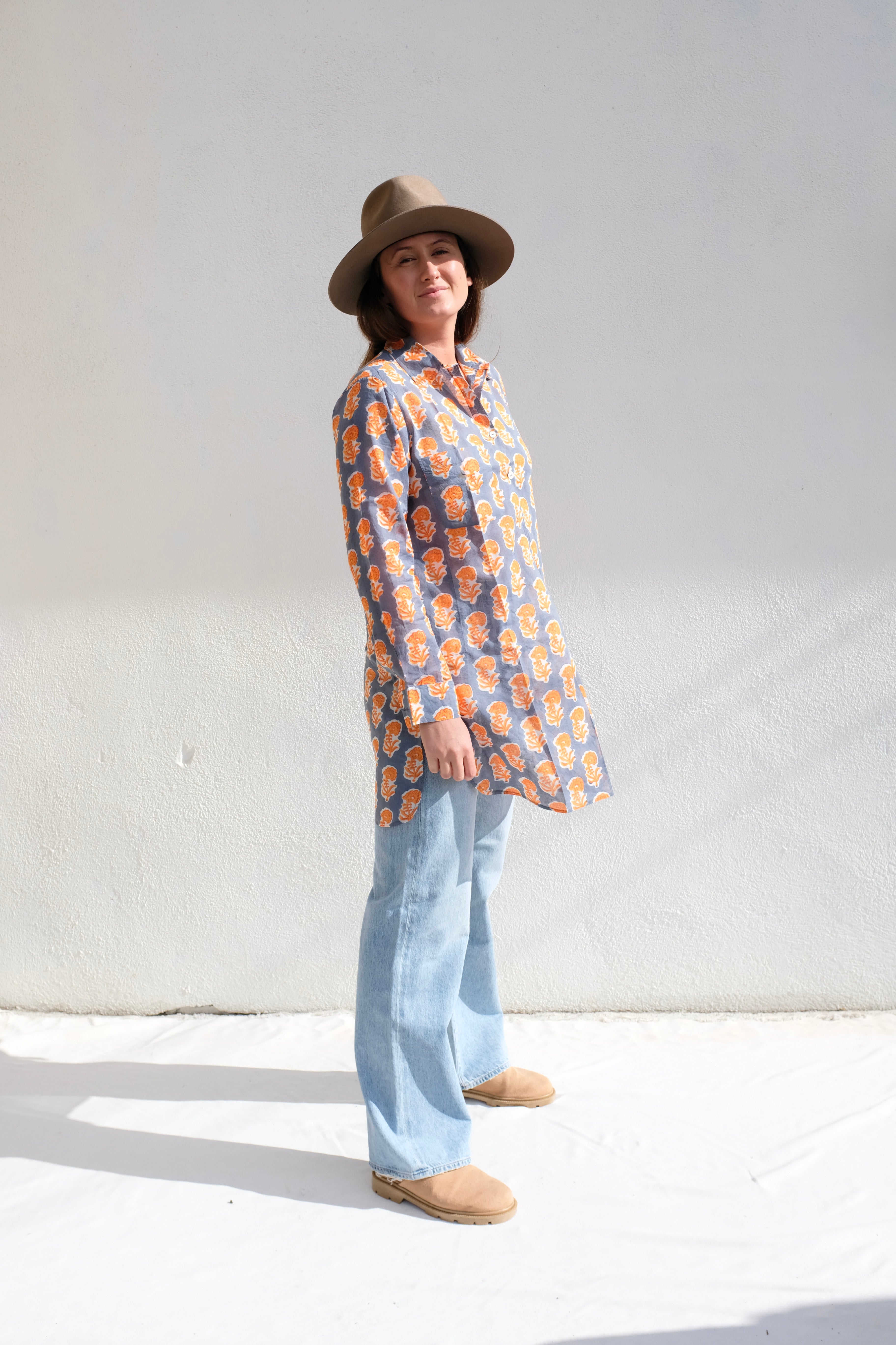 Virginia Johnson Everyday Tunic / Indigo-Orange Flower