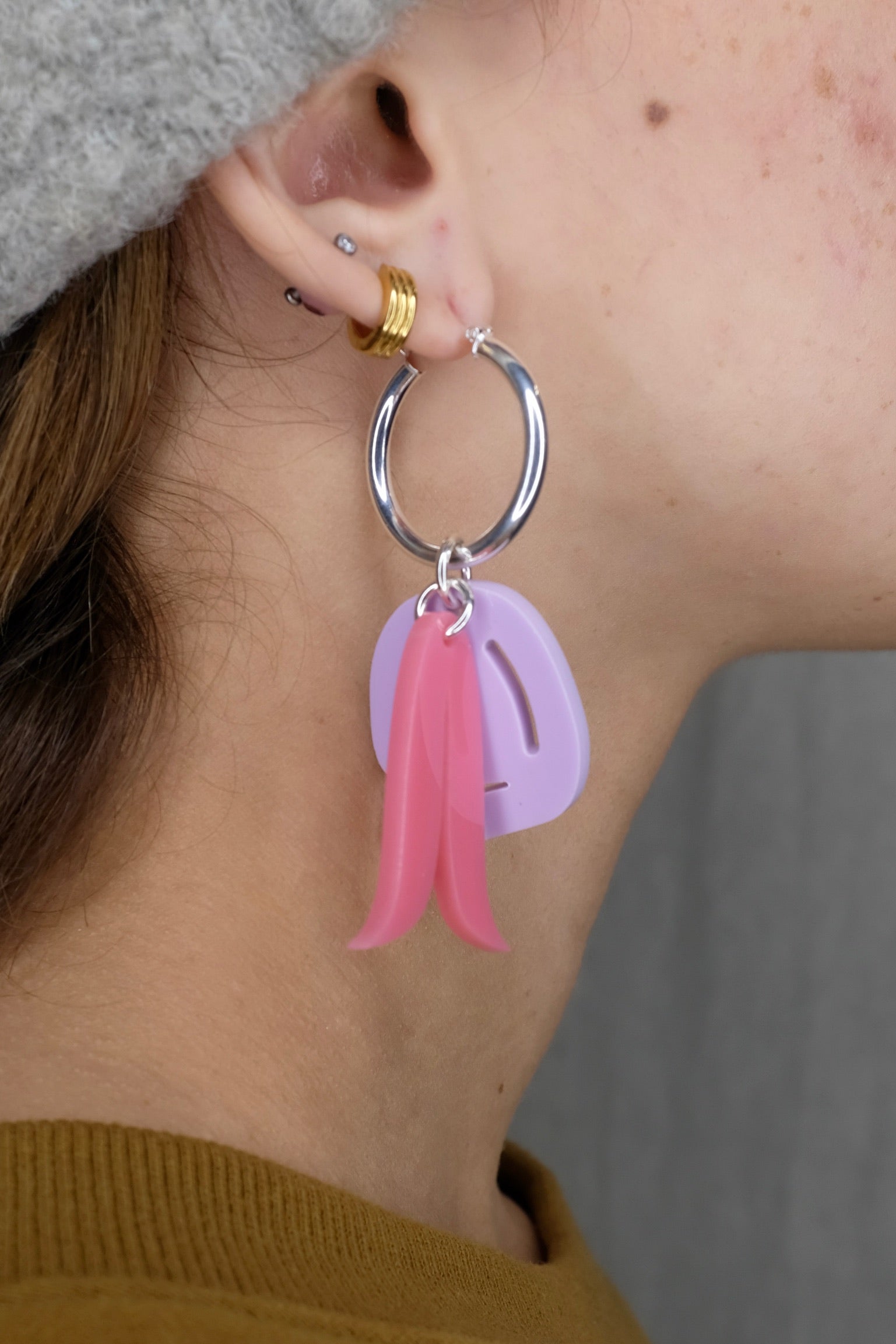 Warren Steven Scott Remnant Hoops, Pink / Sec-Hesky/Orange