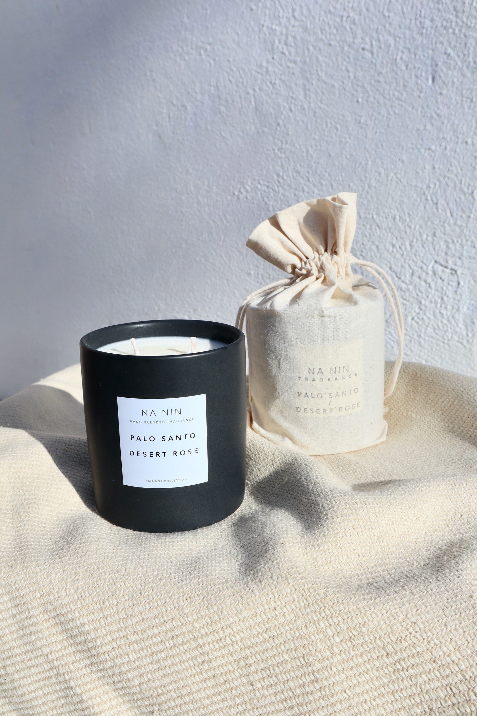 Na Nin Candle 16oz, Palo Santo/Desert Rose