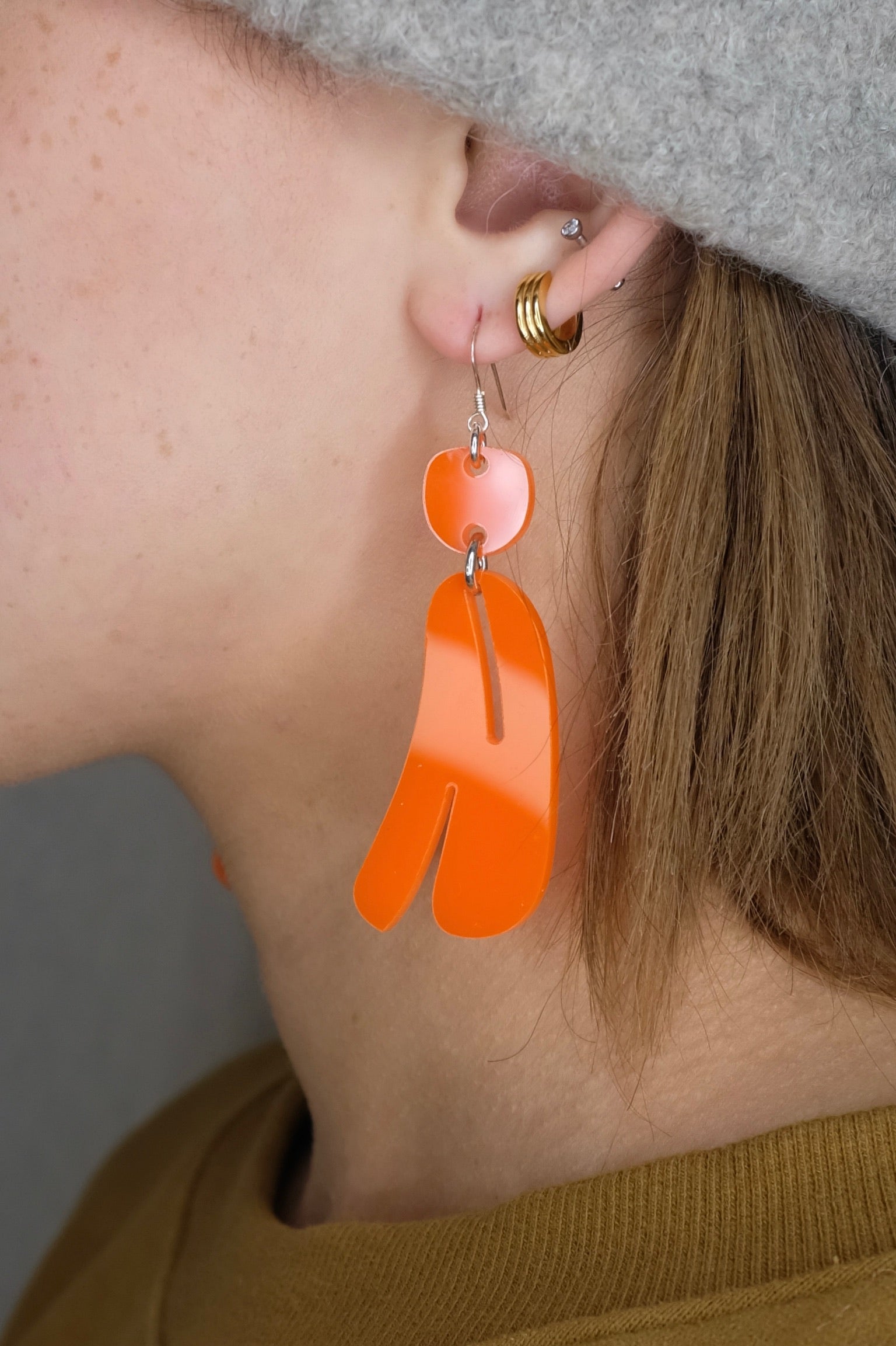 Neon orange hoop on sale earrings