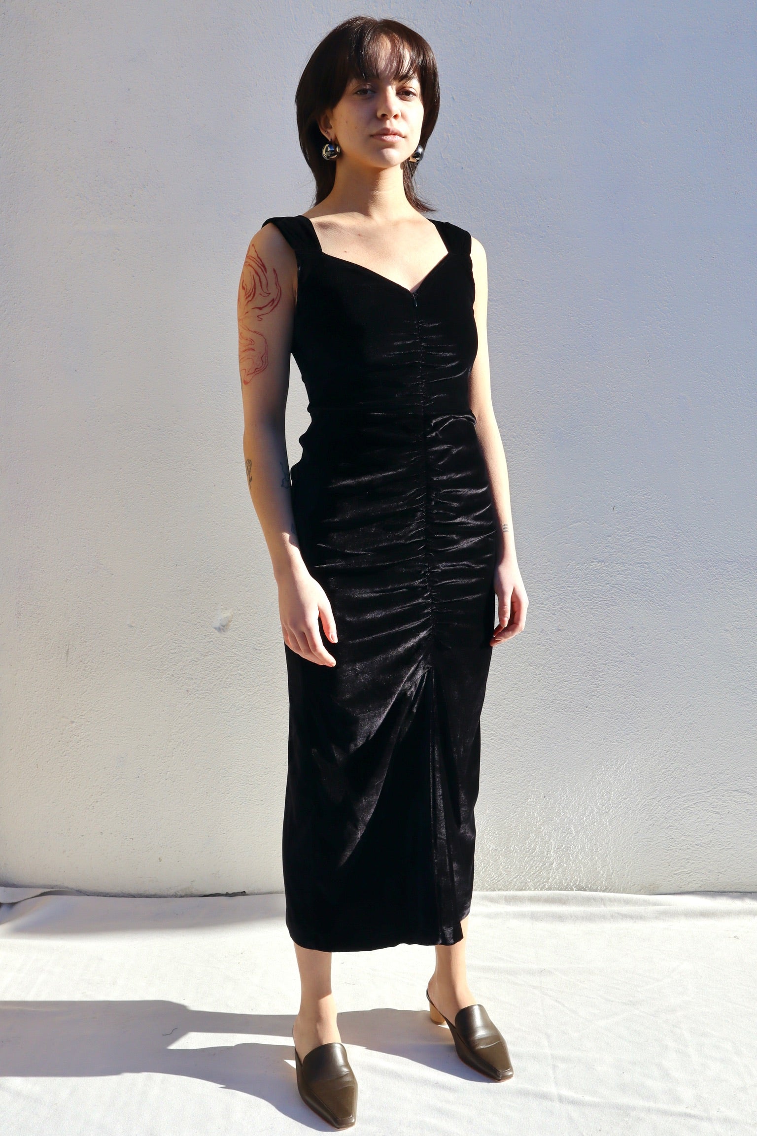 Sheath Slip Dress Black Lycra Velvet (Plus-Size)