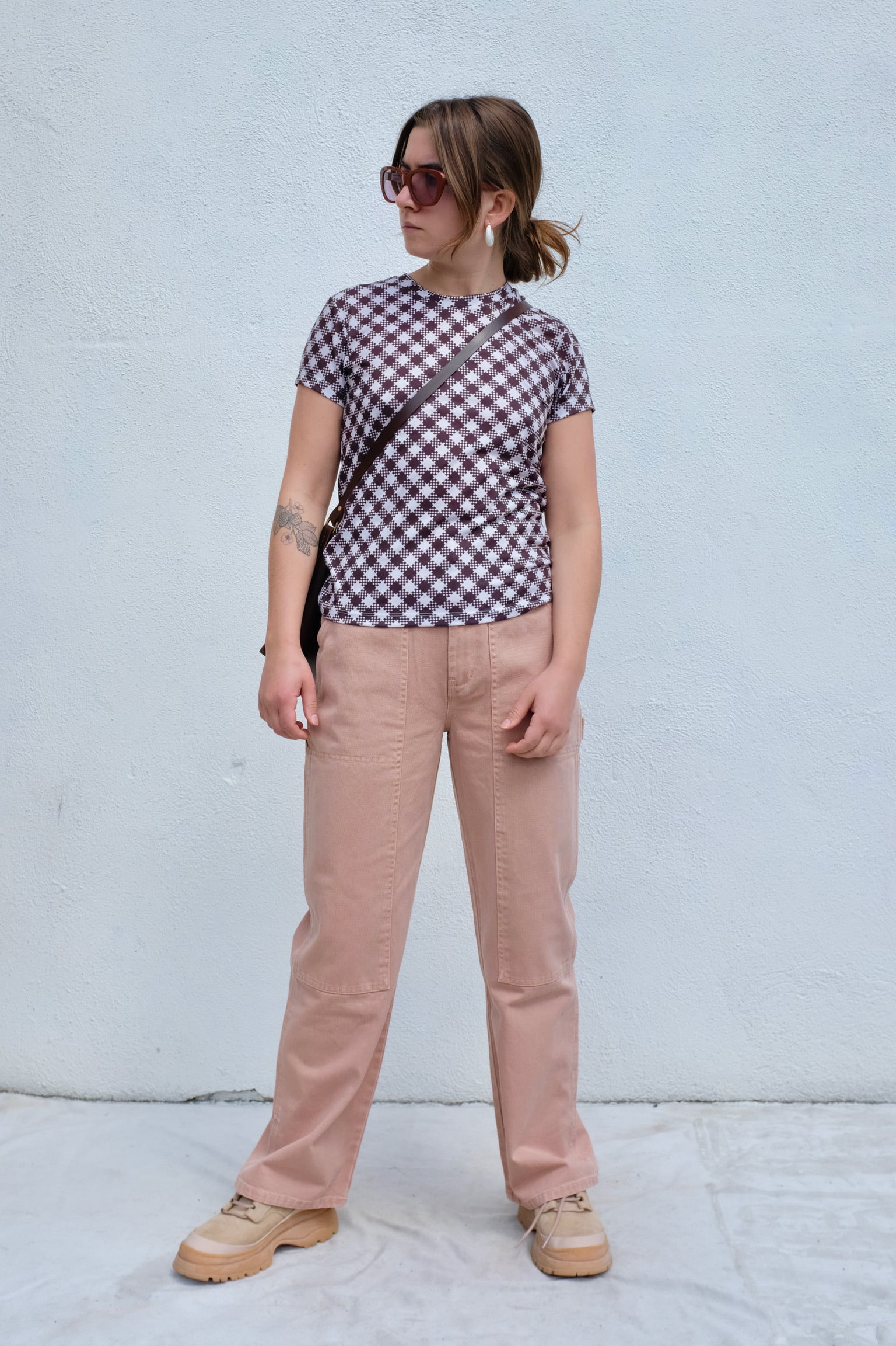 No.6 Grace Tee / Cream/Chocolate Gingham