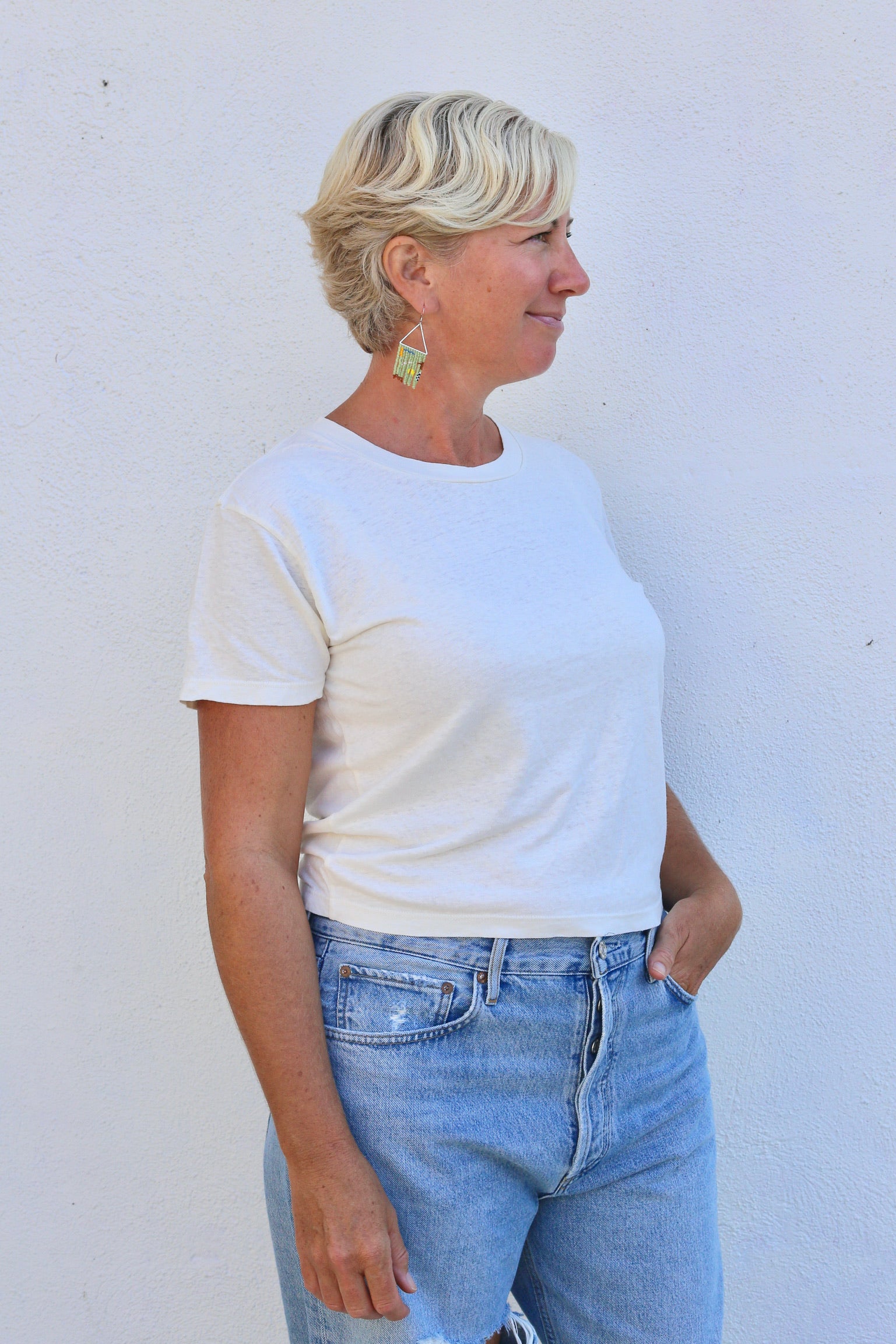 jungmaven Cropped Lorel Tee / Washed White