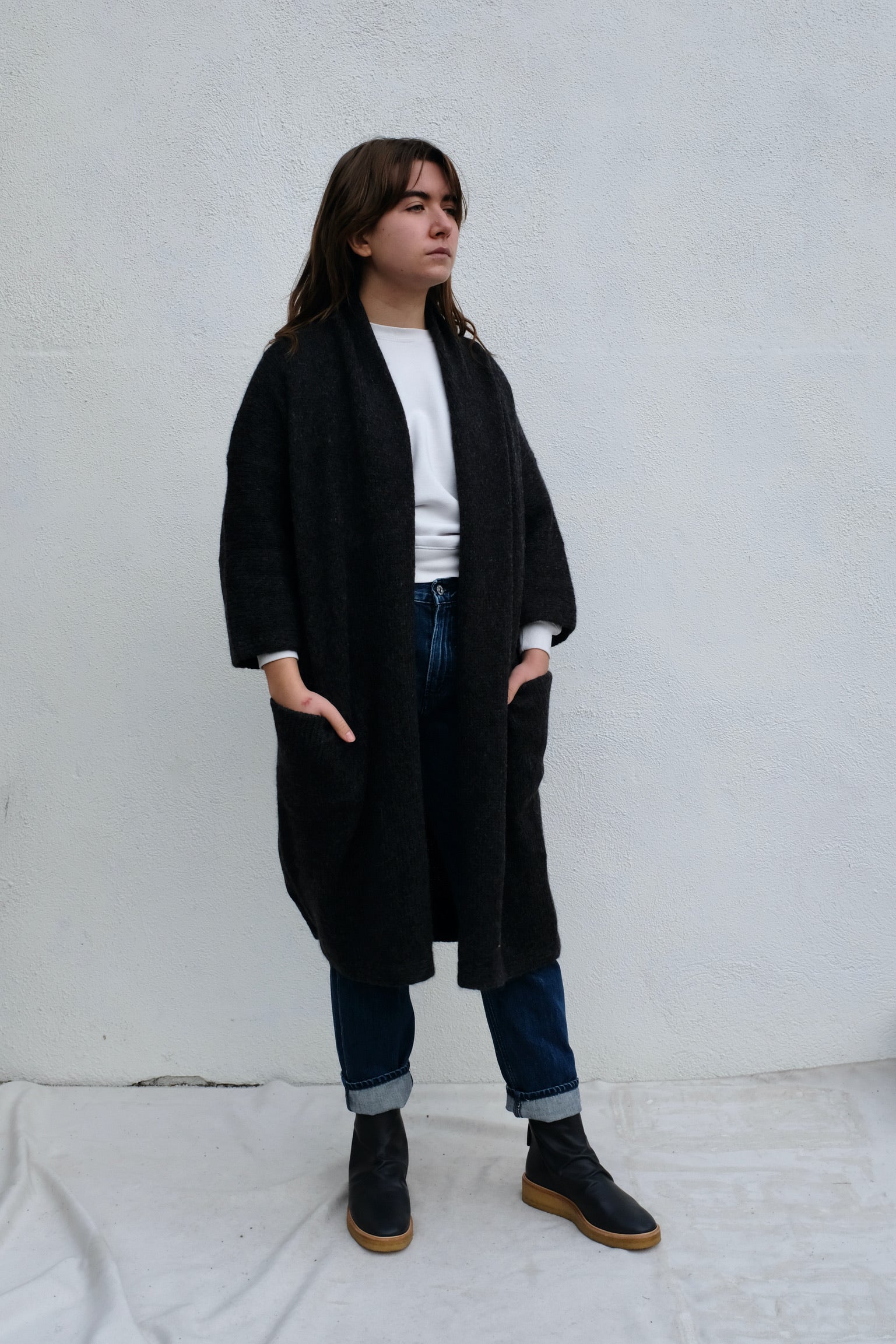 Bare Knitwear Full Length House Coat / Graphite