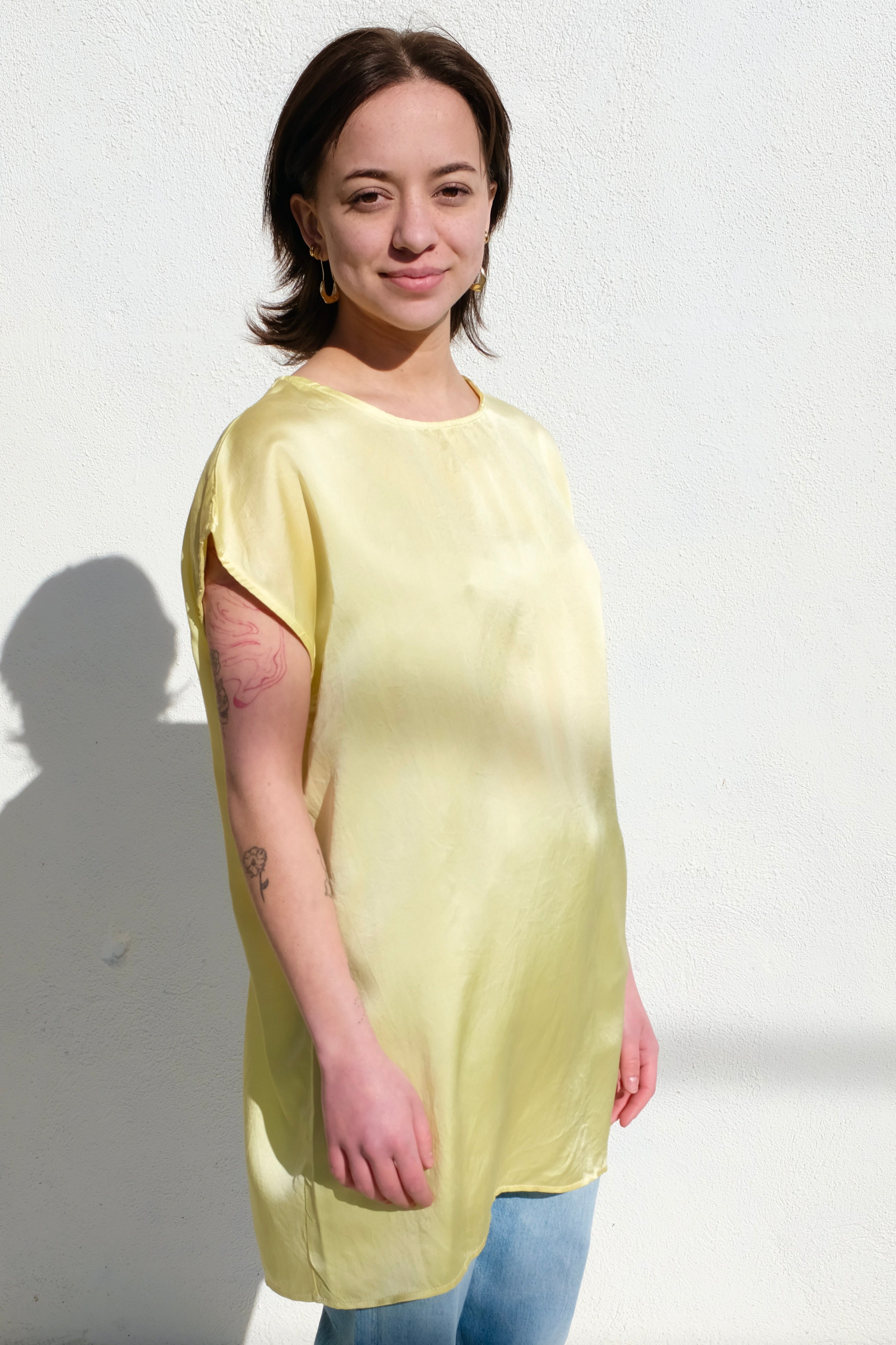 Riverside Tool Dye Silk Box Dress / Citrine