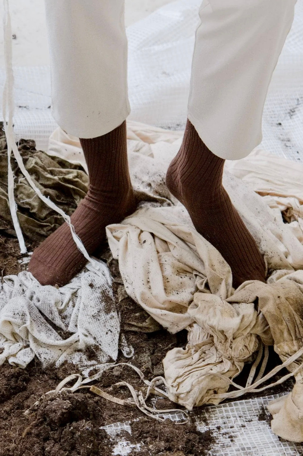 Baserange Rib Ankle Sock / Chess Brown