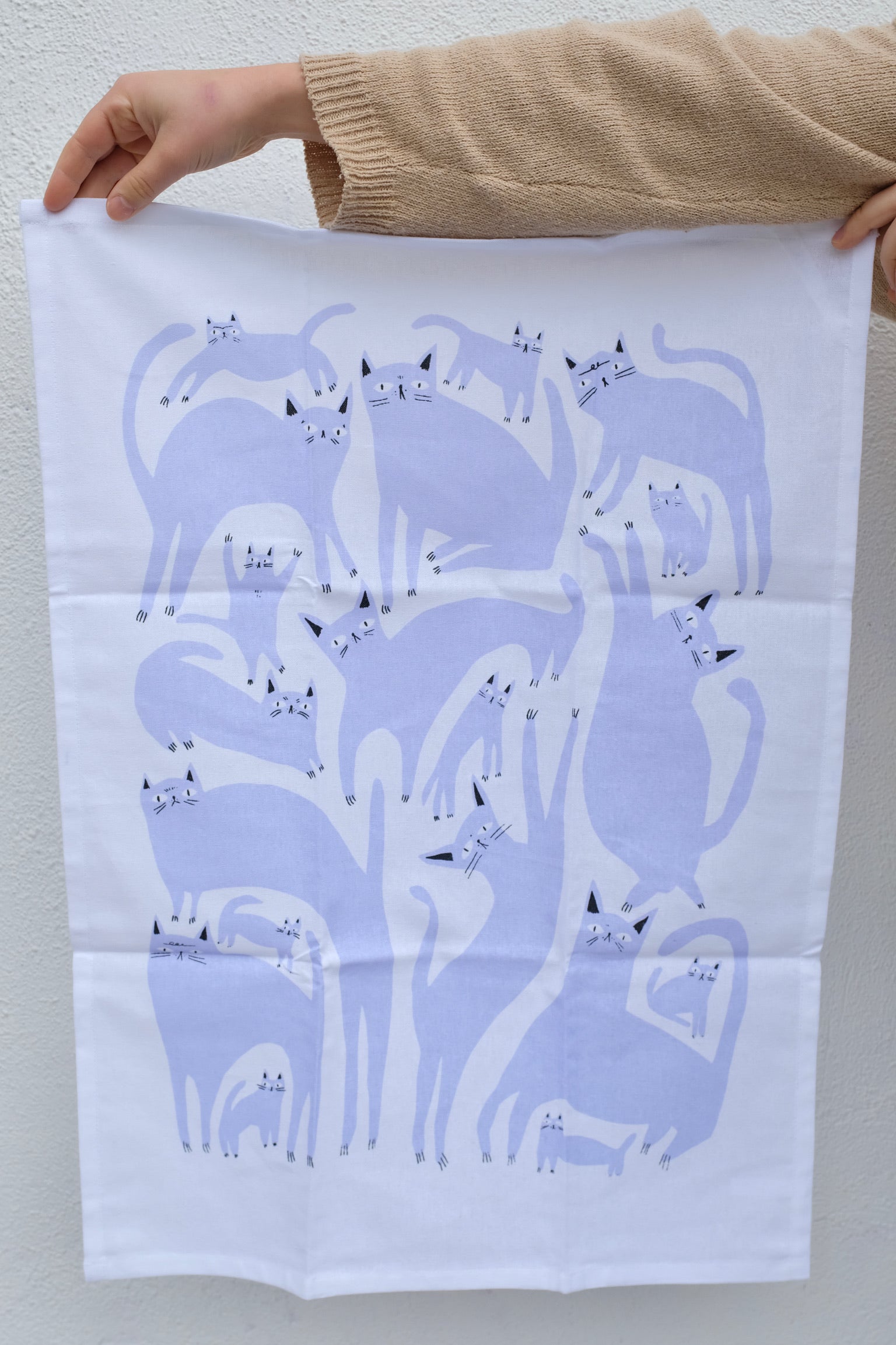 Badger &amp; Burke Tea Towel / Lavender Cats