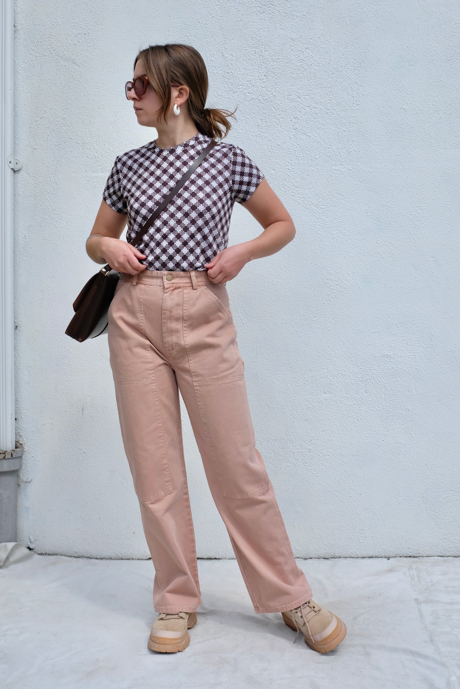 No.6 Grace Tee / Cream/Chocolate Gingham