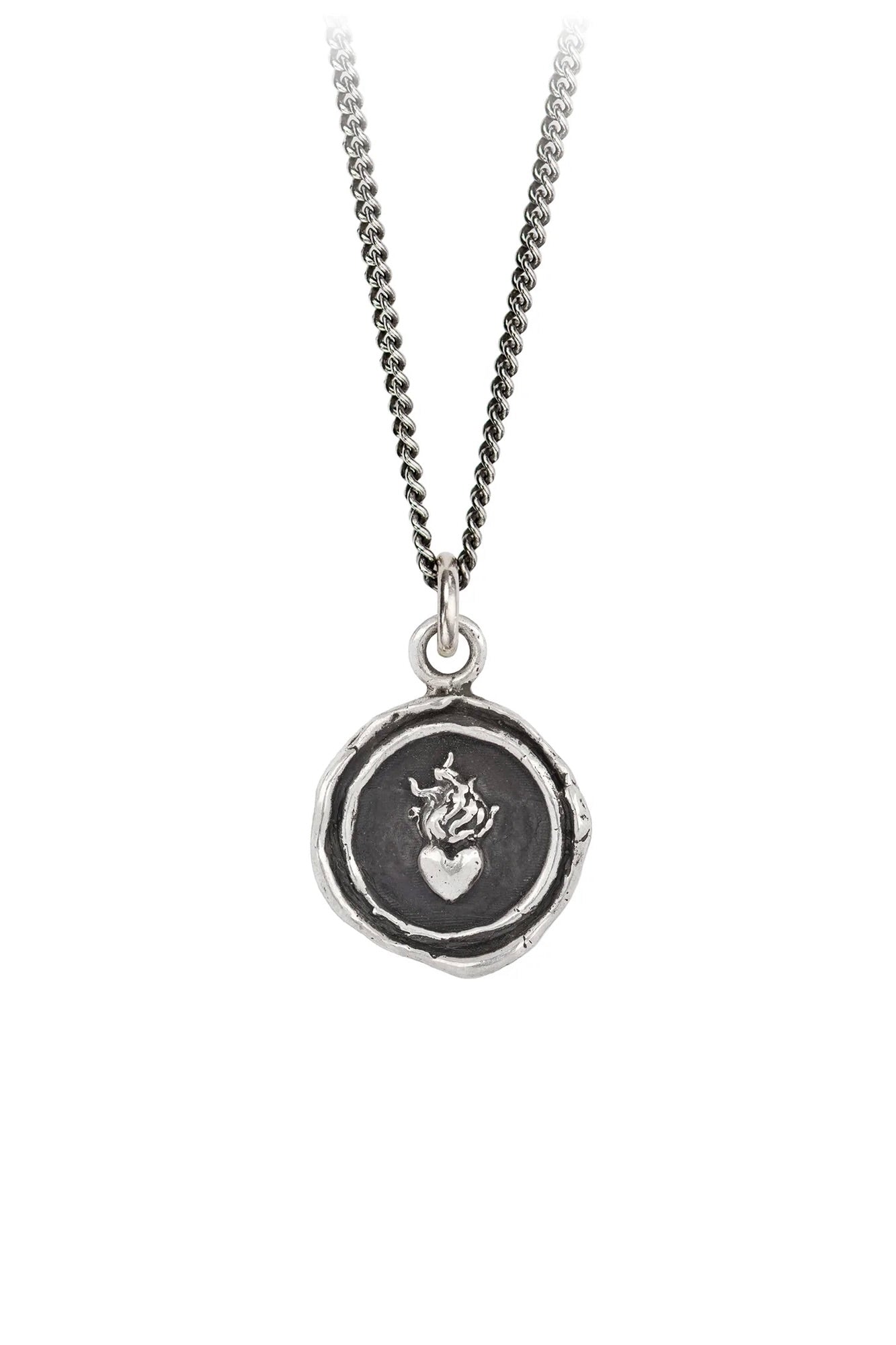 Pyrrha Flaming Heart Talisman / Sterling Silver