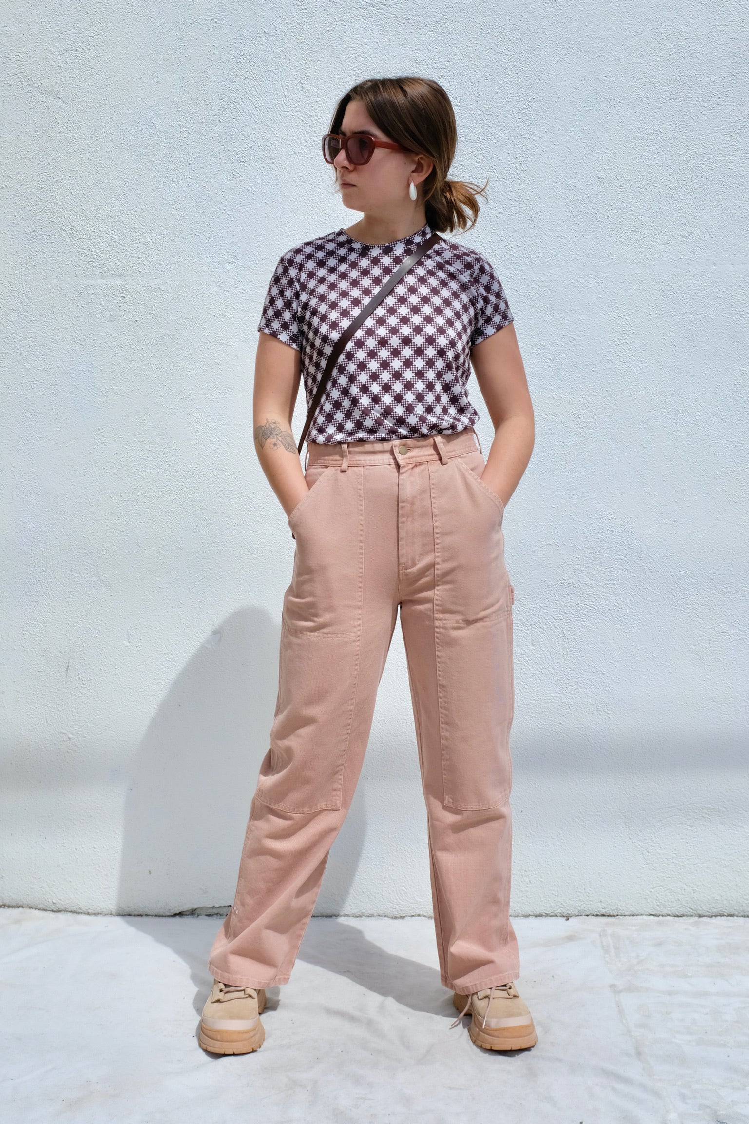 No.6 Grace Tee / Cream/Chocolate Gingham