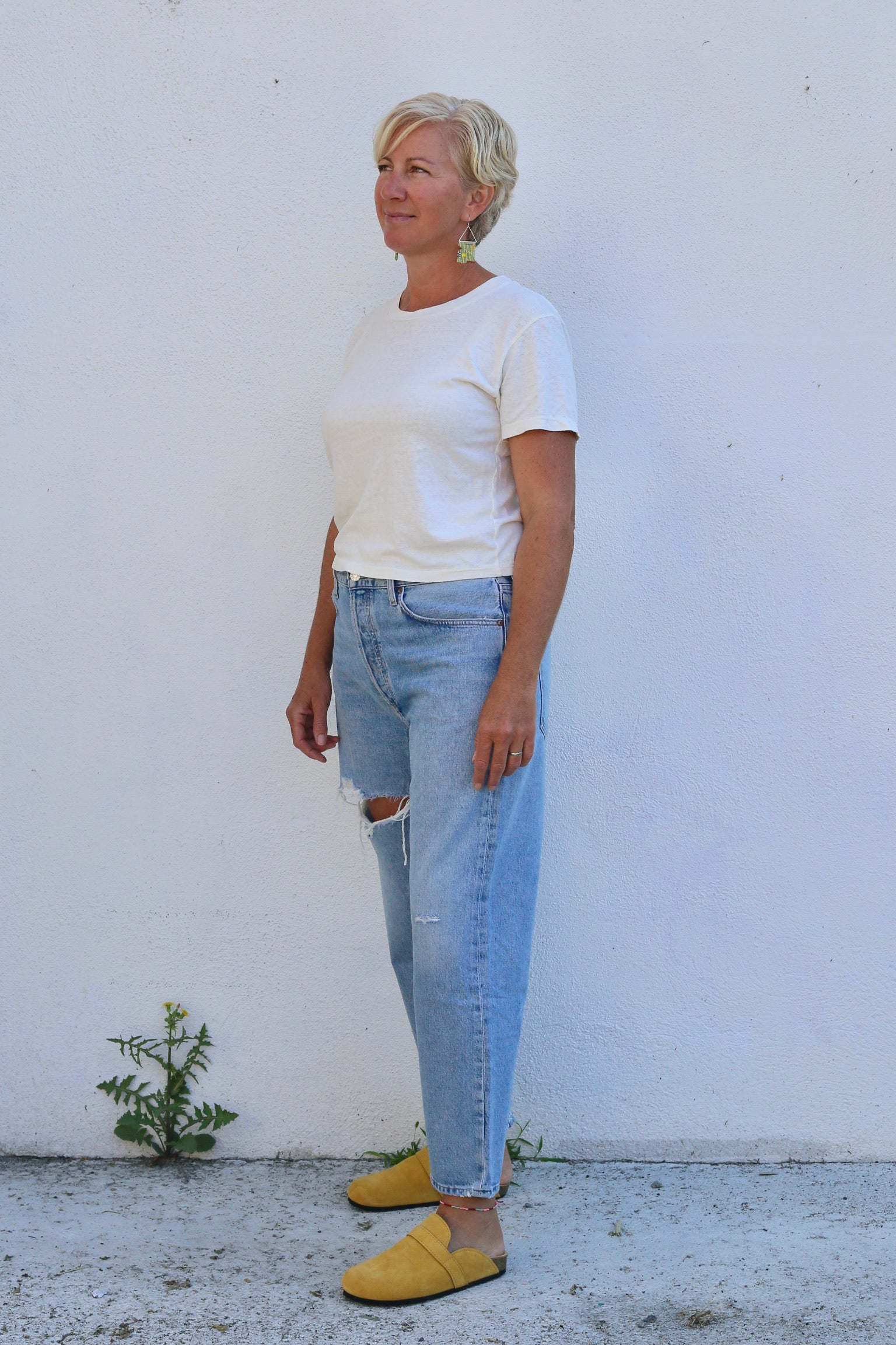 jungmaven Cropped Lorel Tee / Washed White