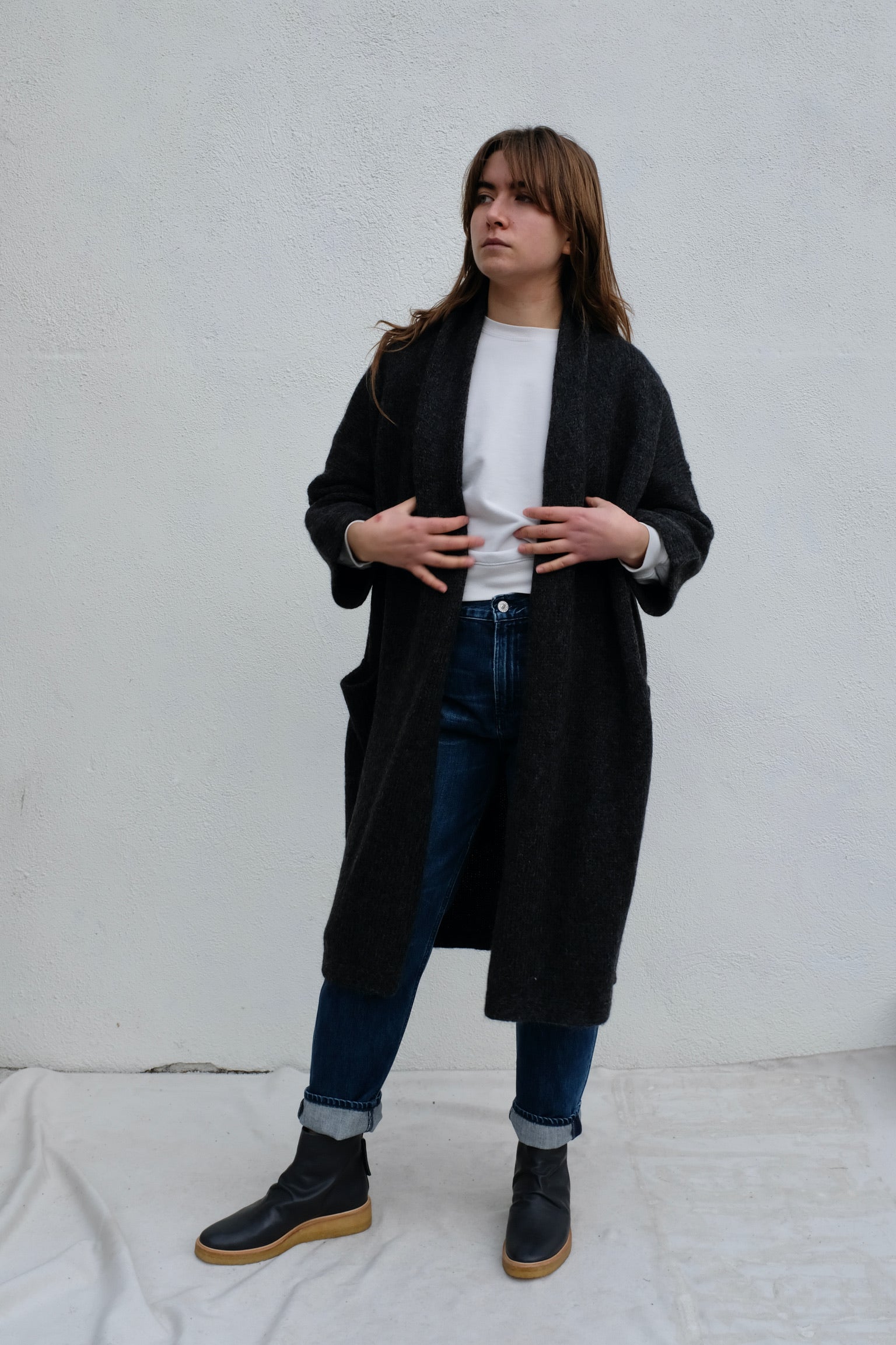Bare Knitwear Full Length House Coat / Graphite