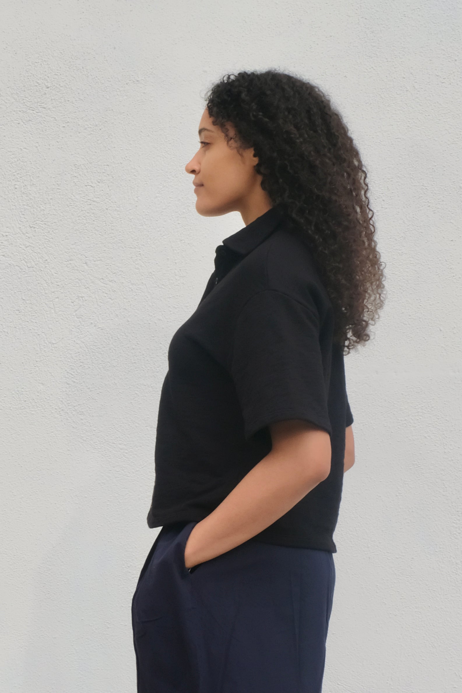 Stateside French Terry Loop Slub Polo, Black