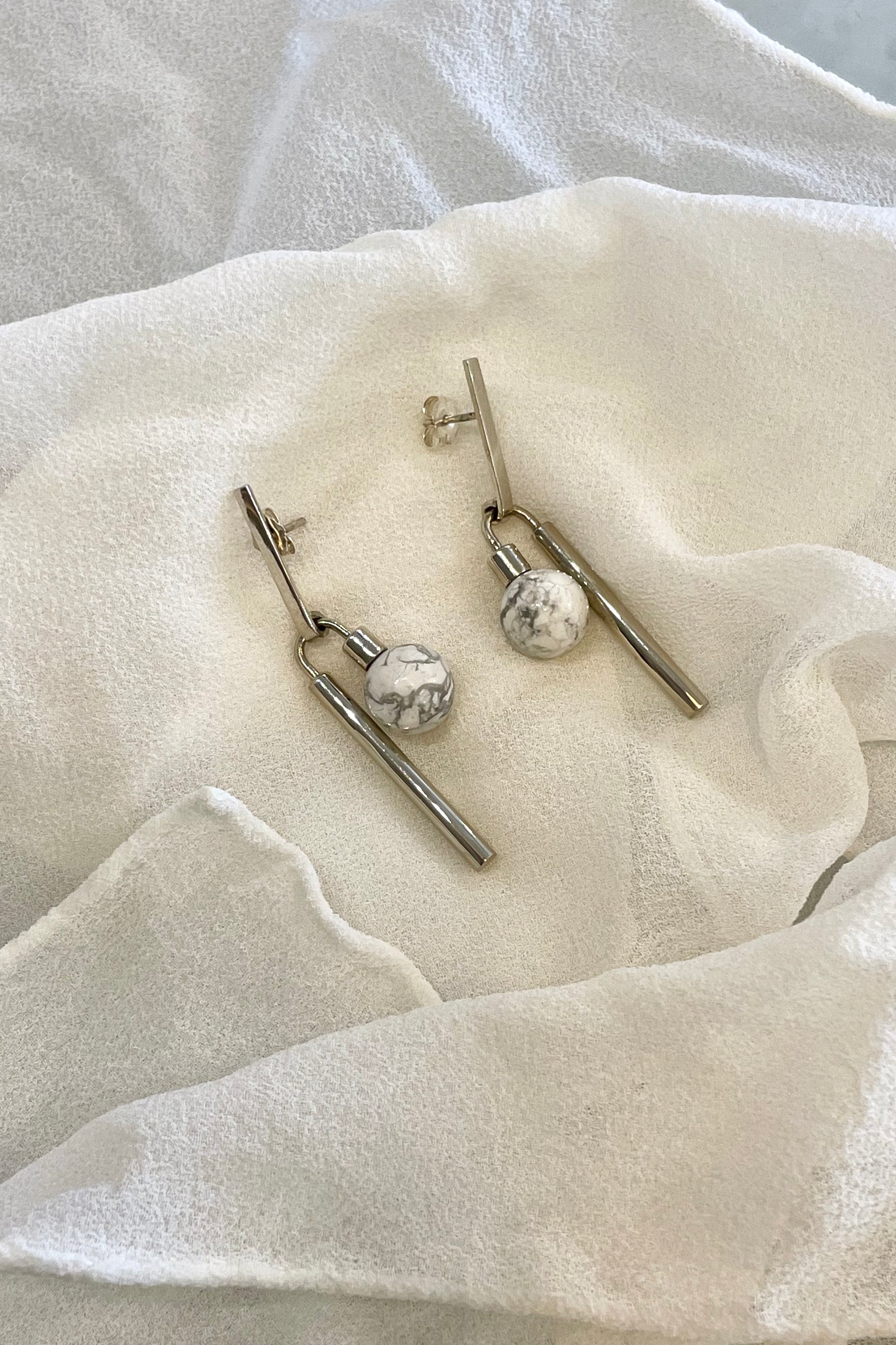 Adelaide Earrings / White Howlite