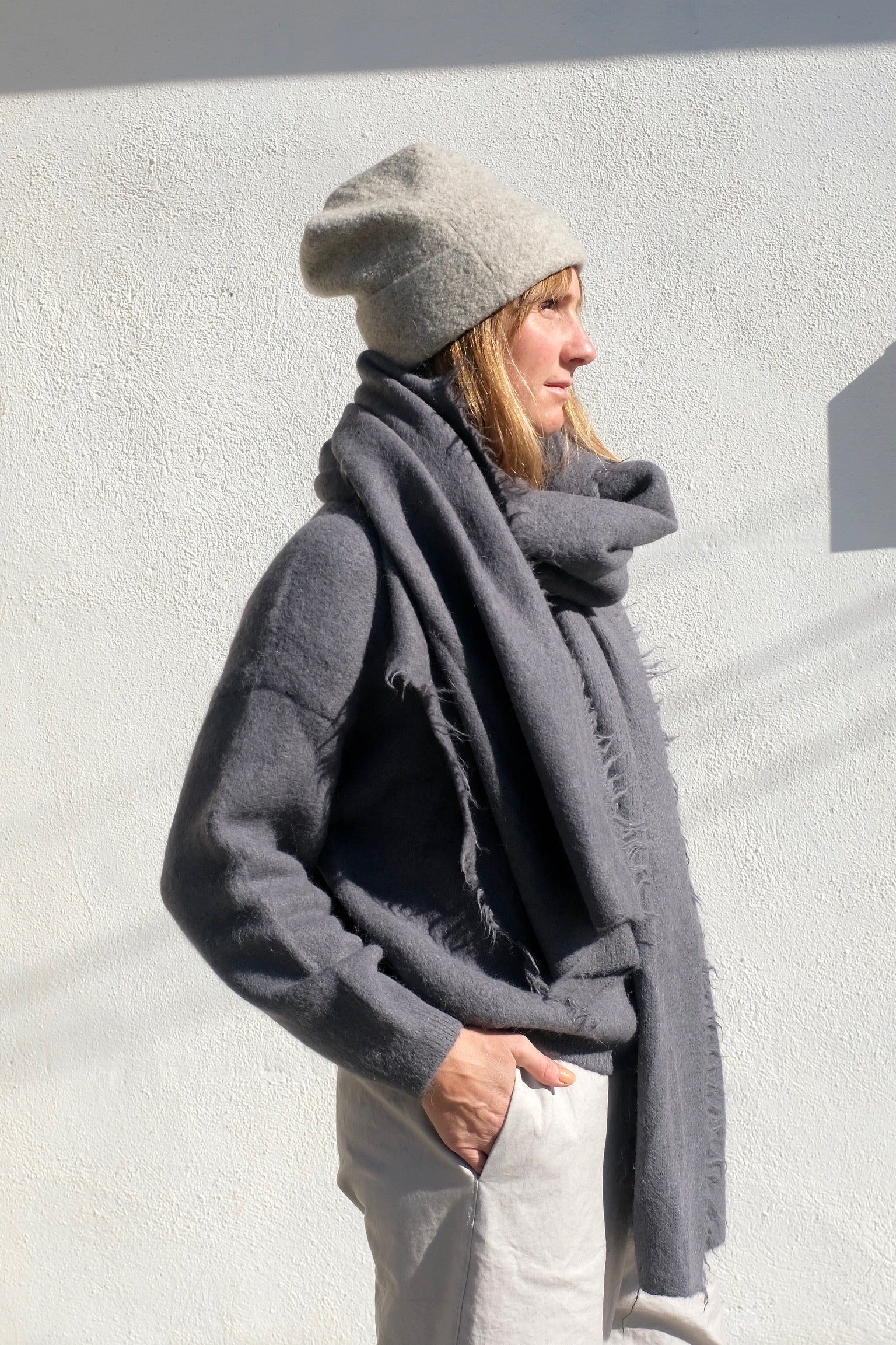 Lauren Manoogian Suri Fringe Scarf / Steel