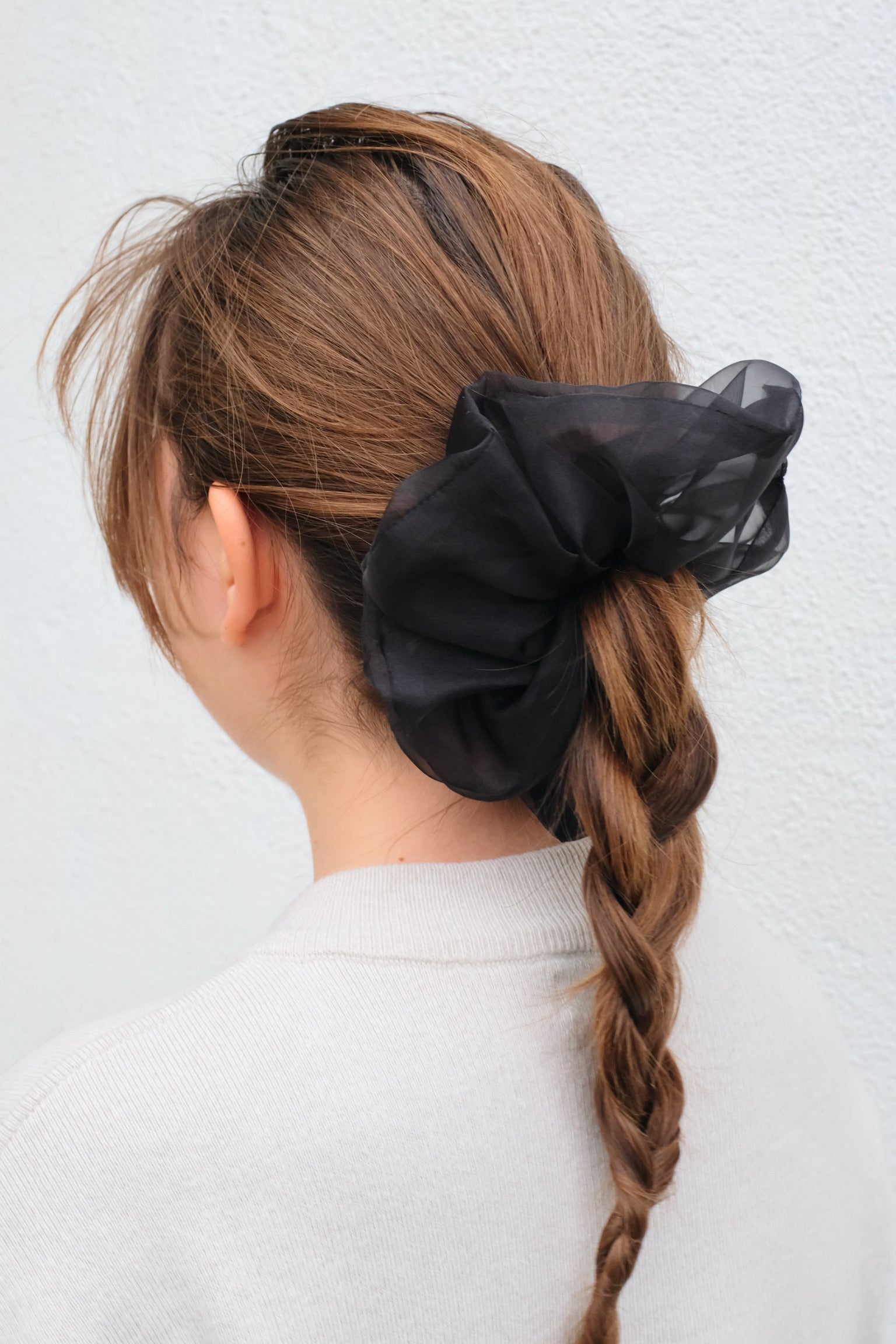 Bronze Age Large Scrunchie Organza, Black Organza Sheer