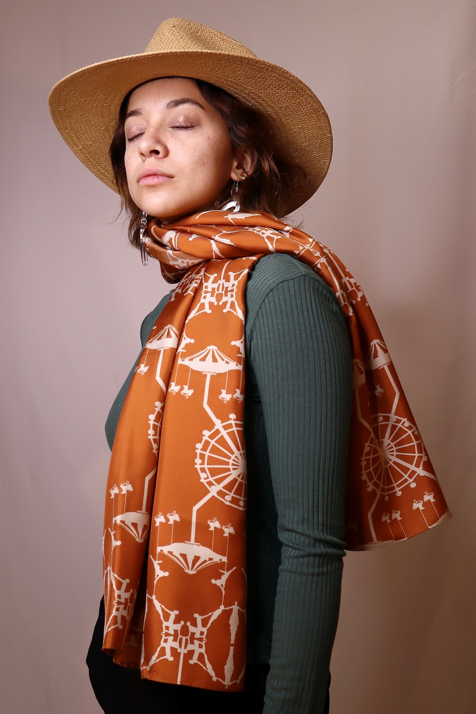Charlotte Taylor Silk Scarf, Circus Orange