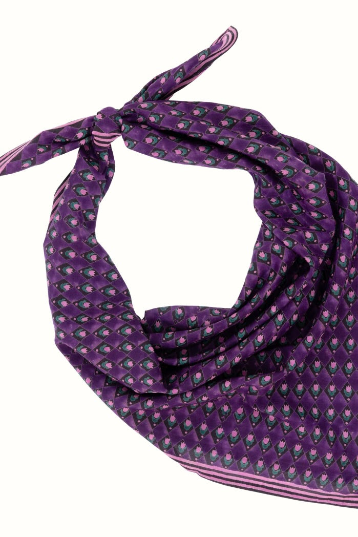 Square Scarf / Purple Tulips