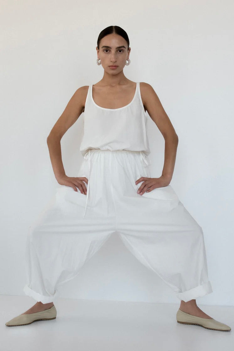 Modern Weaving Balloon Pants / White