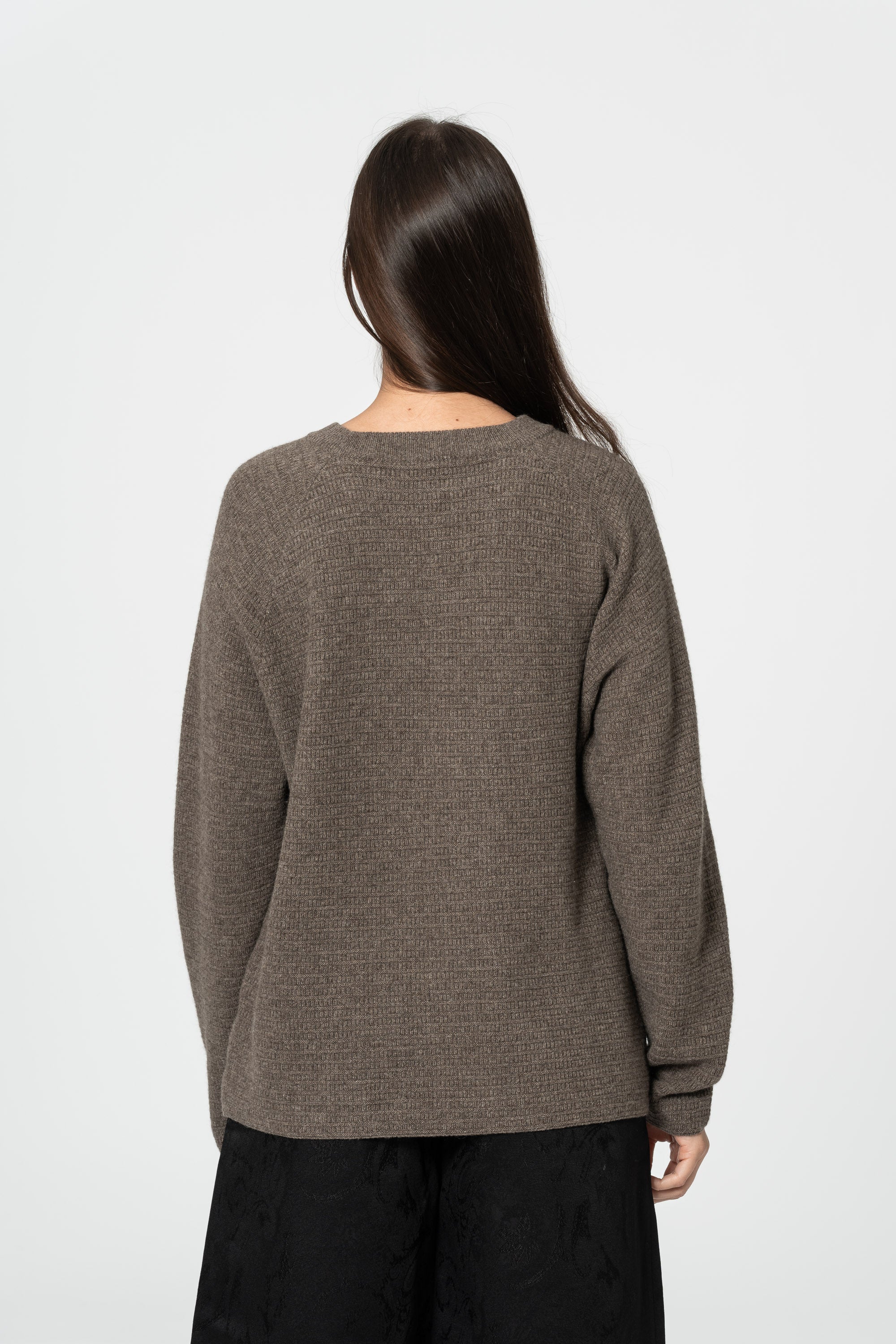 Dinadi Yak Purlstripe Sweater / Oat Brown