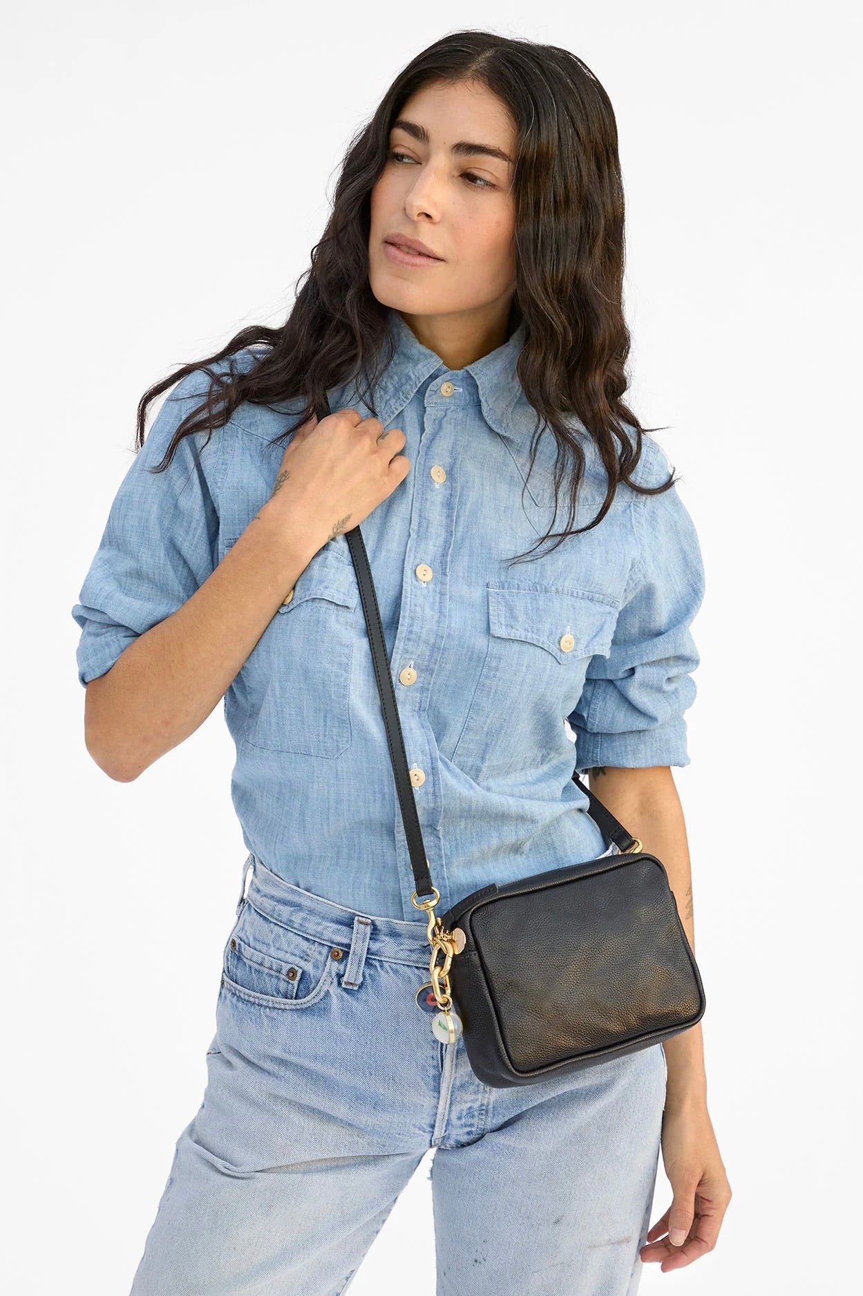 Clare V. Midi Sac / Petit Caviar Black