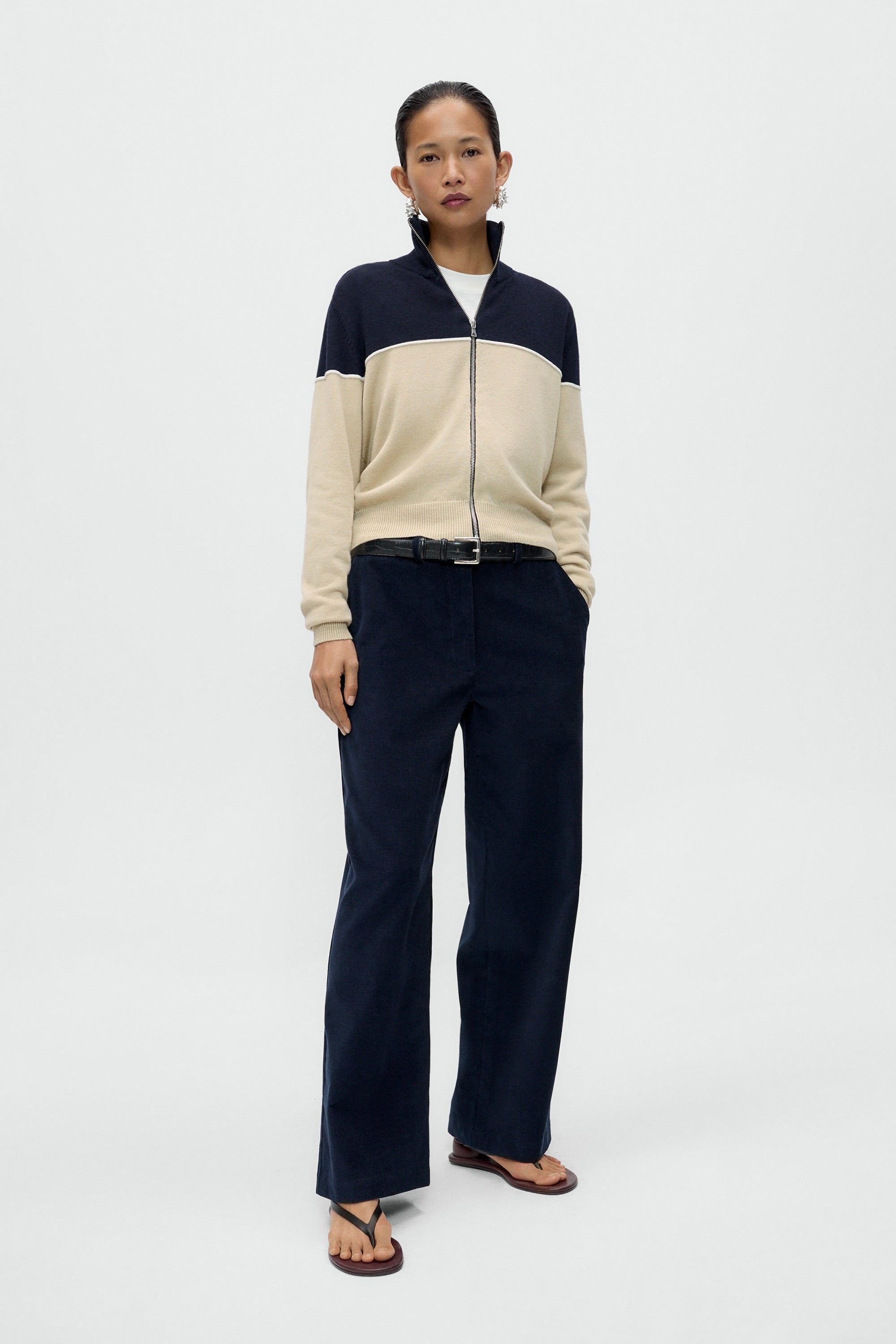 Merino Wool Cardigan / Colorblock