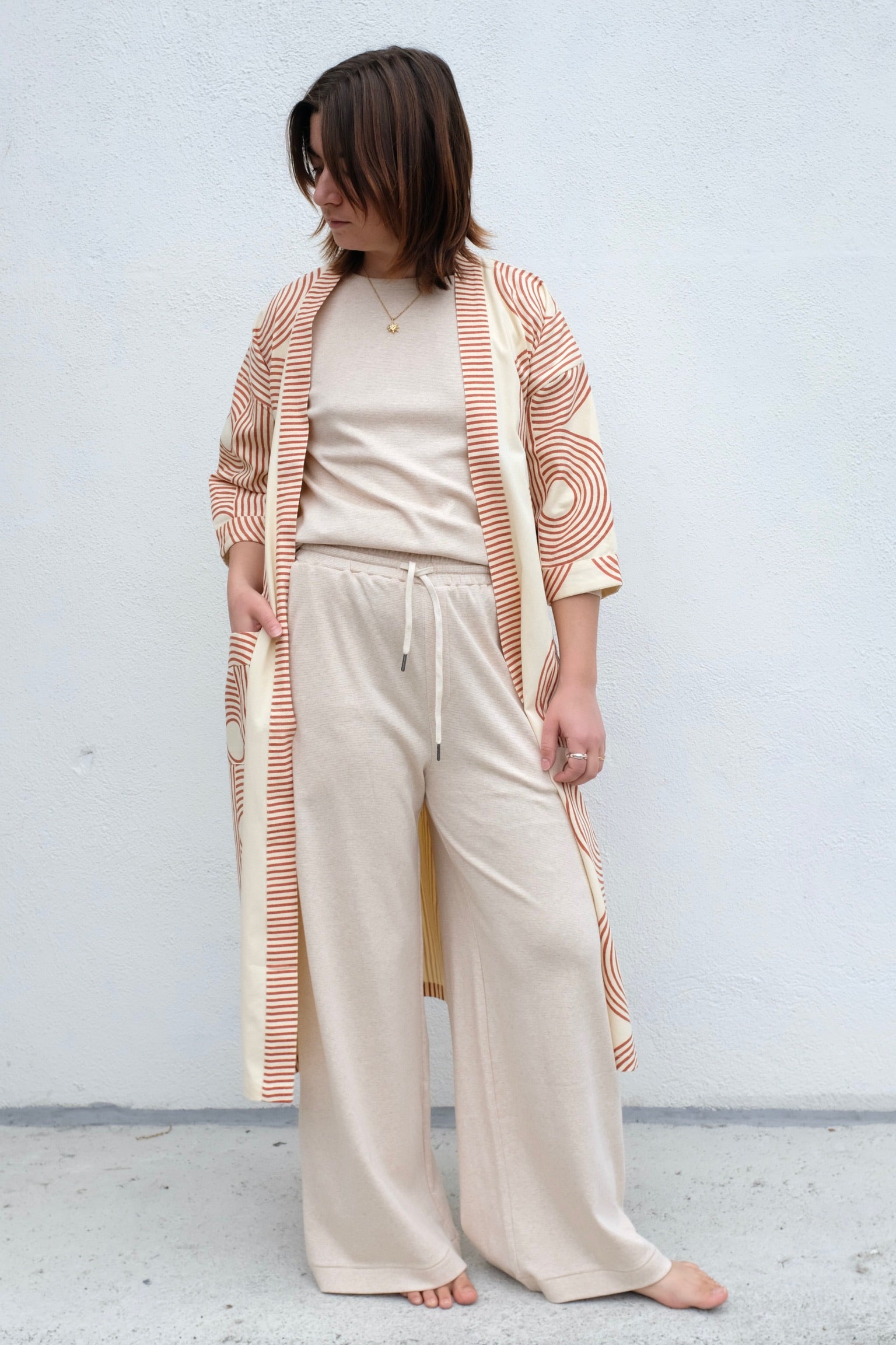 Ana + Zac Beach Pant / Oat Micro Stripe