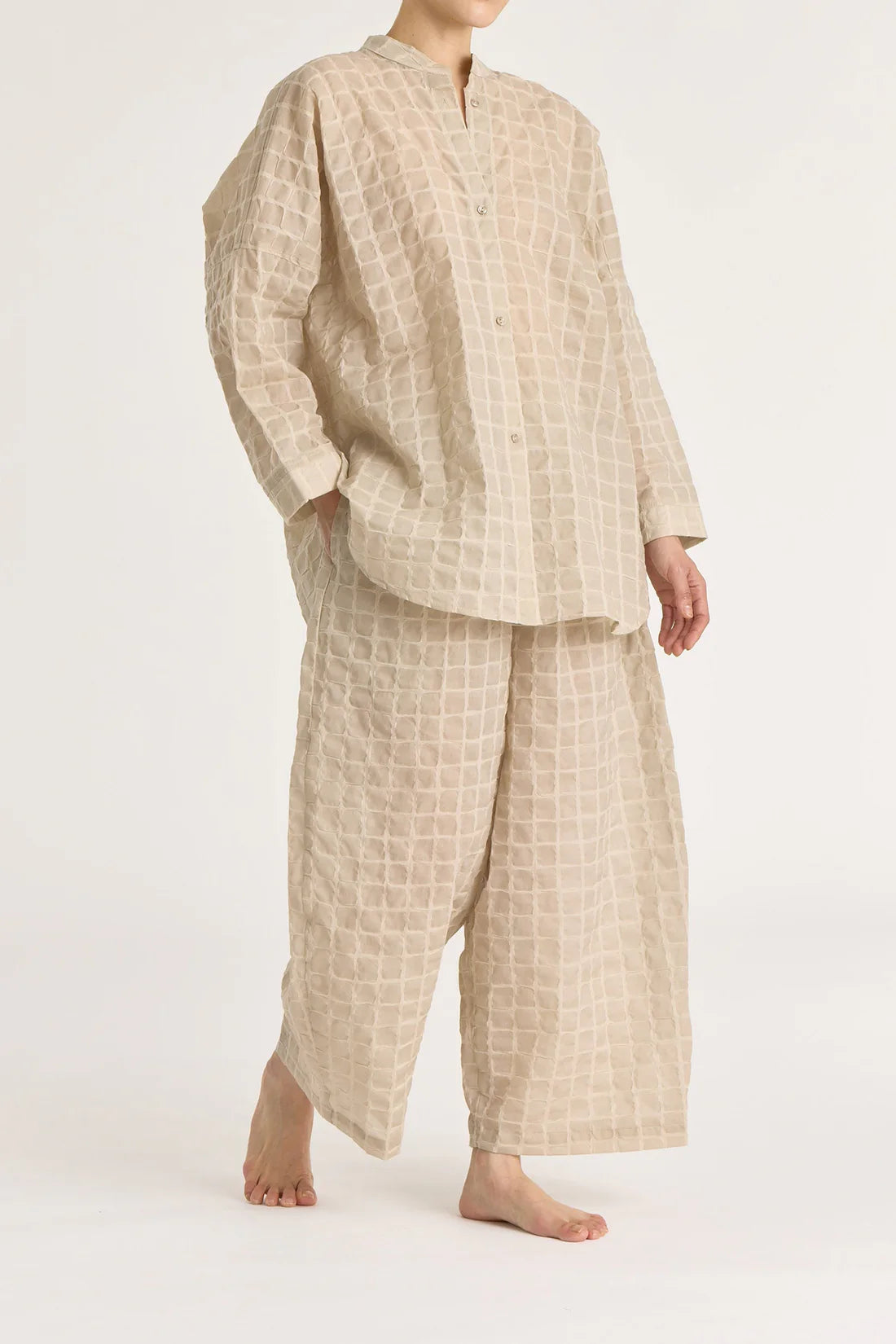 Black Crane Ripple Finish Shirt / Beige