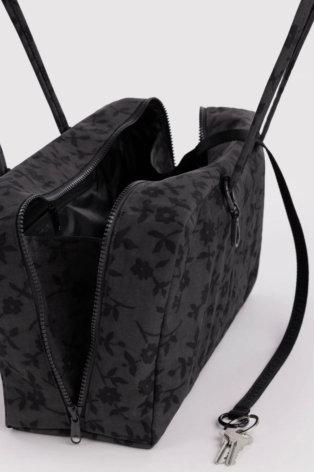 Medium Nylon Bowler Bag / Charcoal Ditsy Floral
