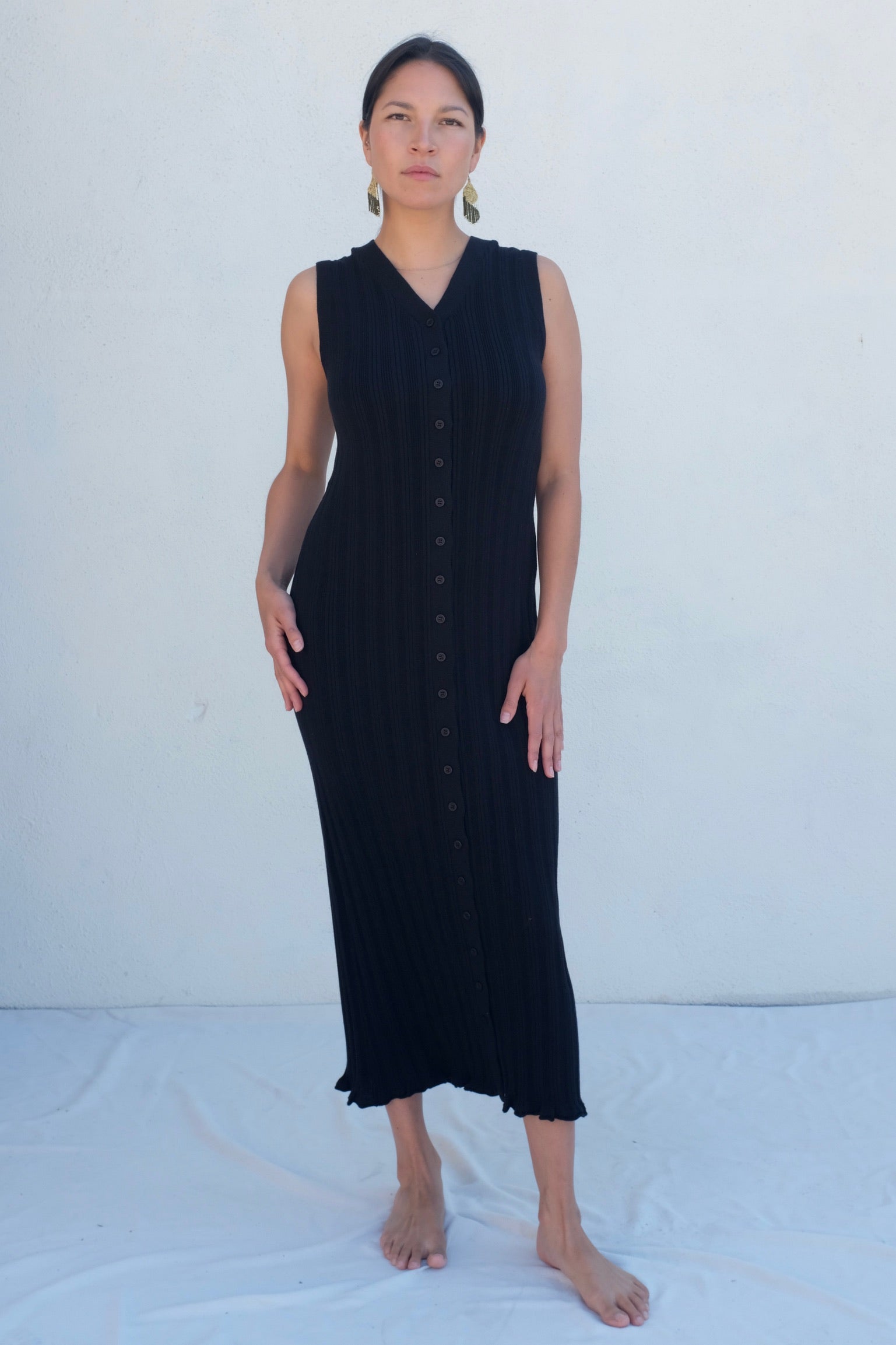 Atelier Delphine Slim Long Vest Dress / Black