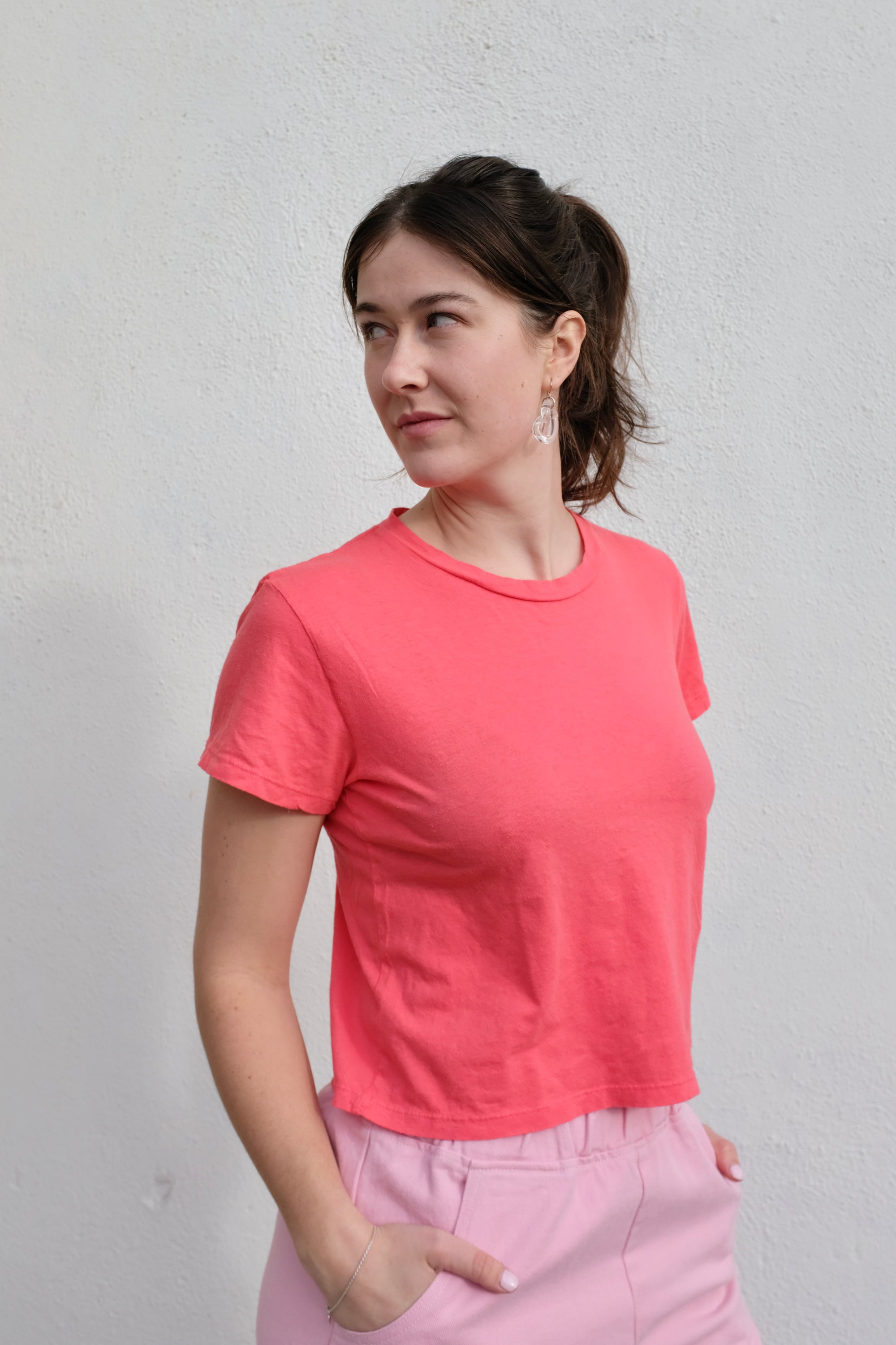 Jungmaven Cropped Ojai Tee / Sunset Coral