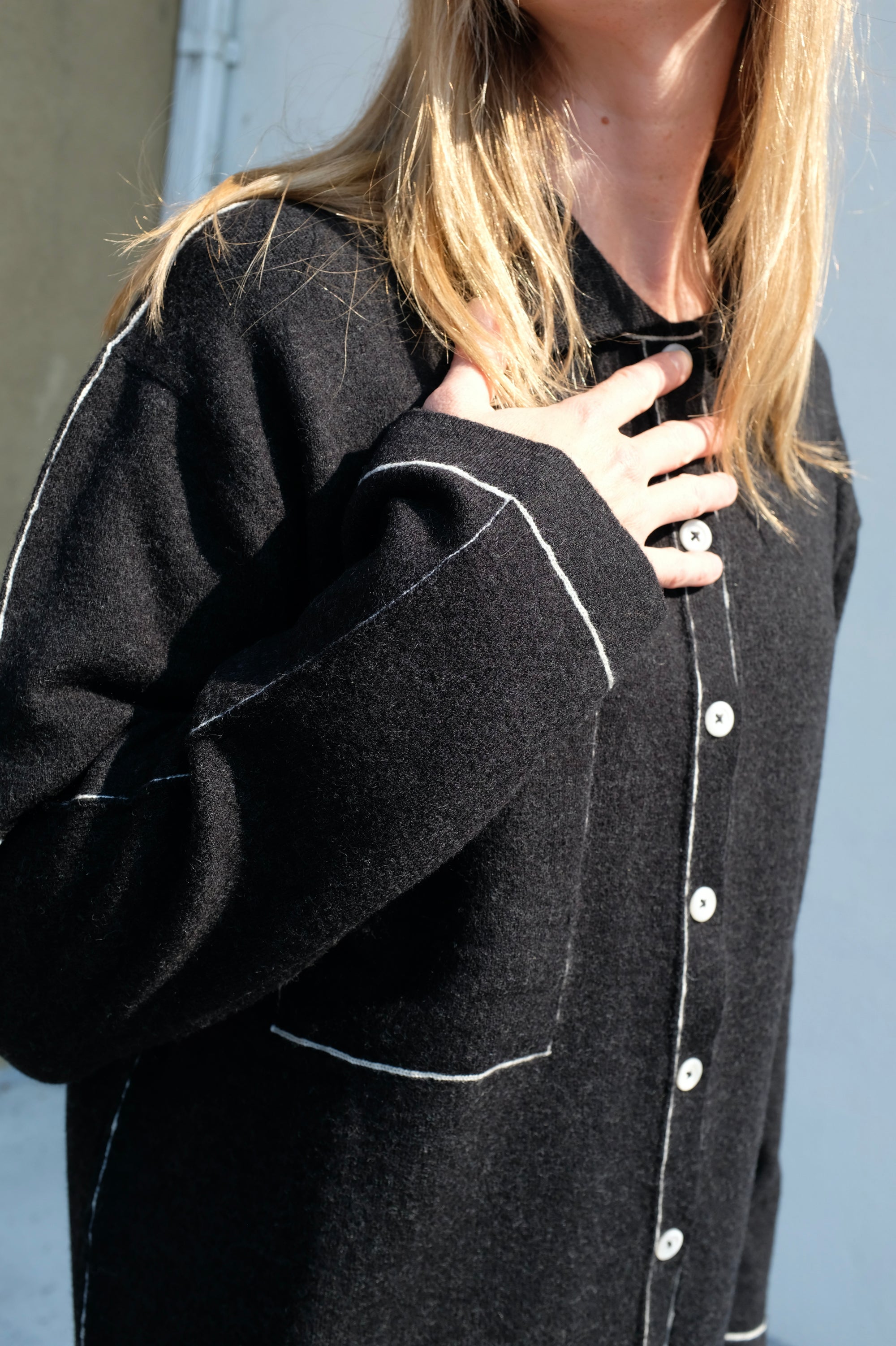 Lauren Manoogian Stitch Big Shirt / Black Melange