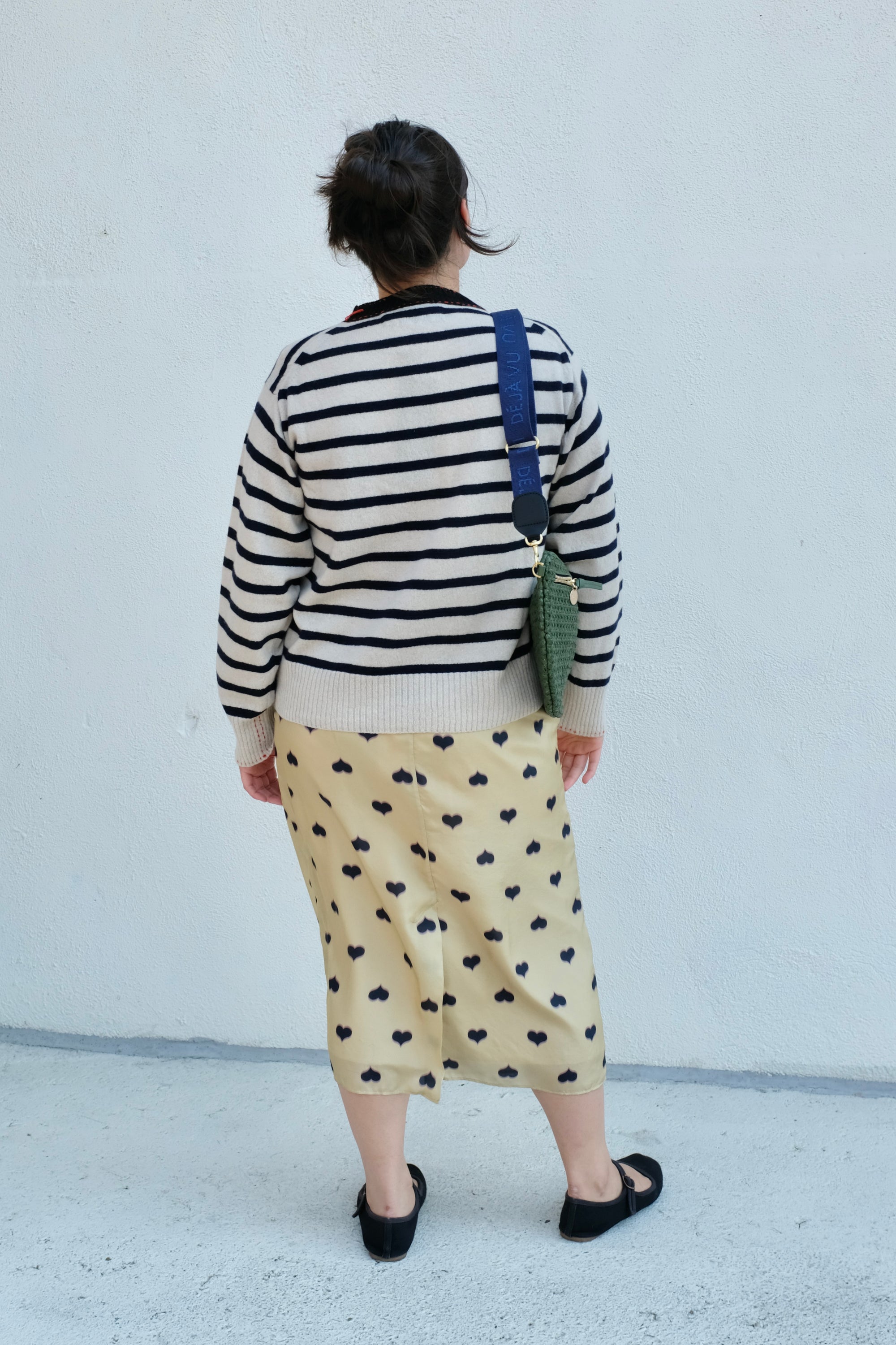 La Fetiche Olga Striped Crewneck Sweater / Oatmeal Navy Black