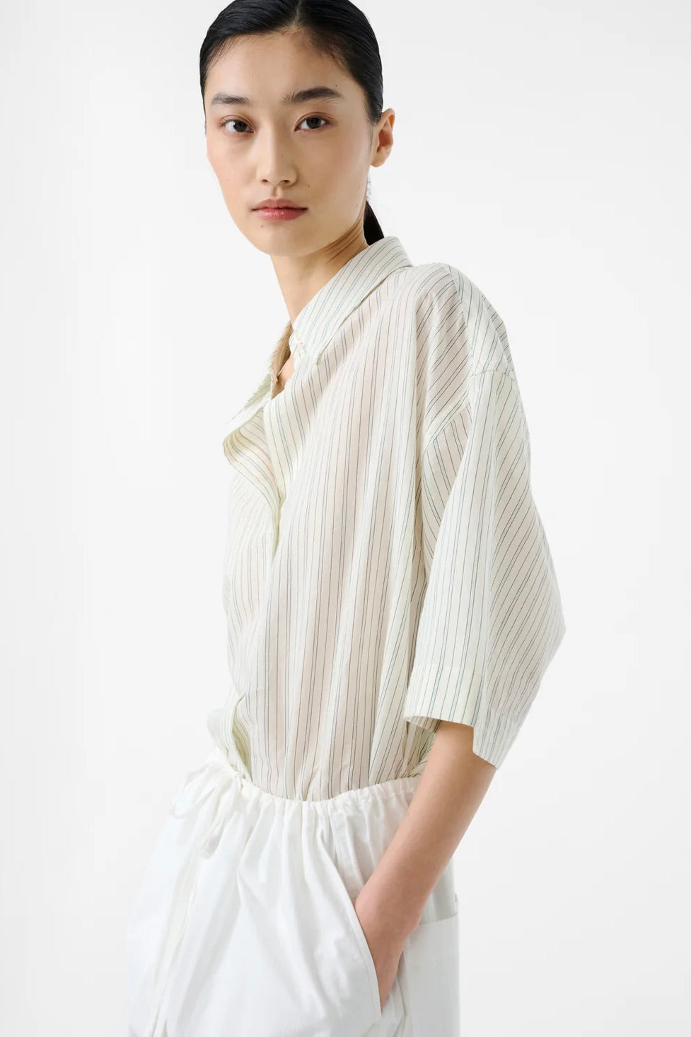 Studio Nicholson Merle Short Sleeve Shirt / Parchment