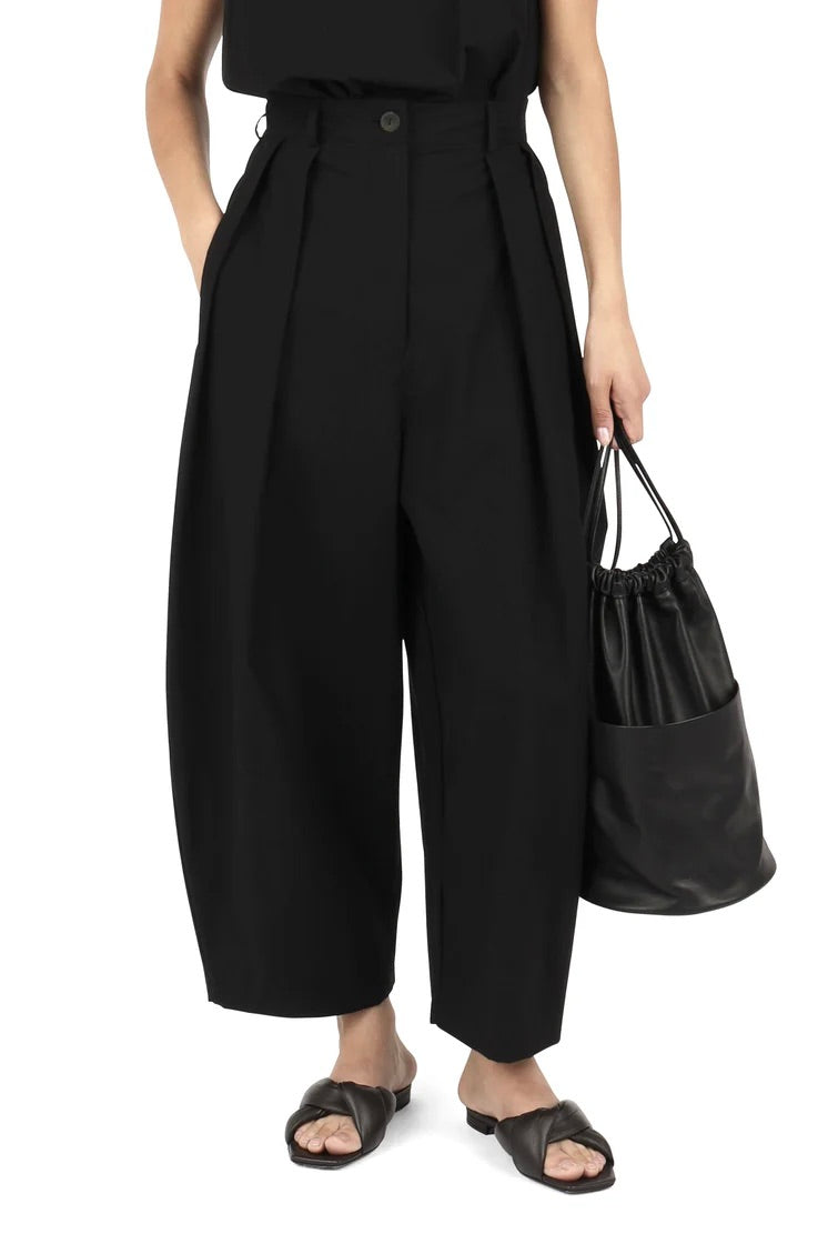 Modern Weaving Voluminous Pleat Trouser / Black