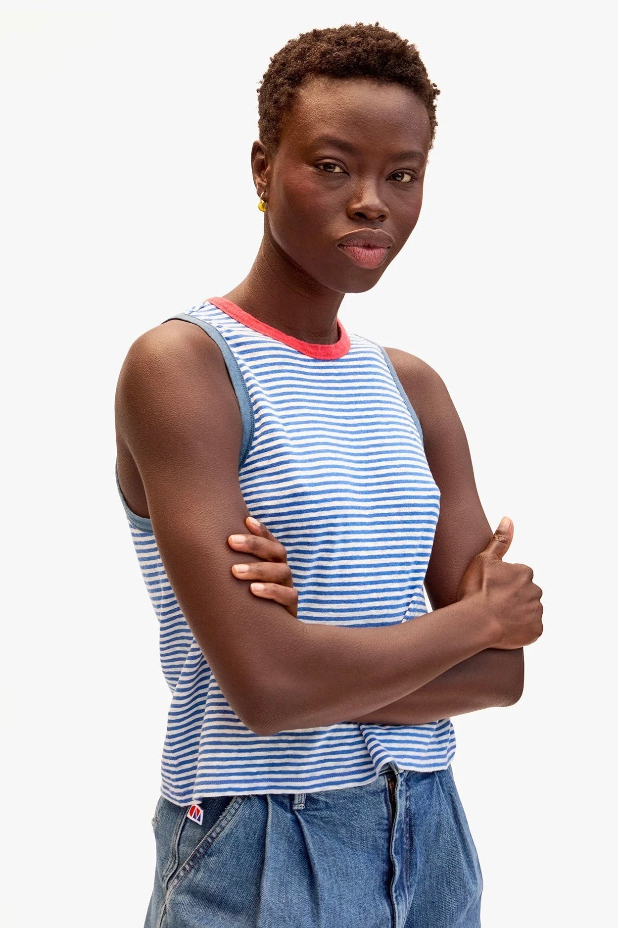 Clare V. Camp Fit Tank / Blue & Cream Stripe