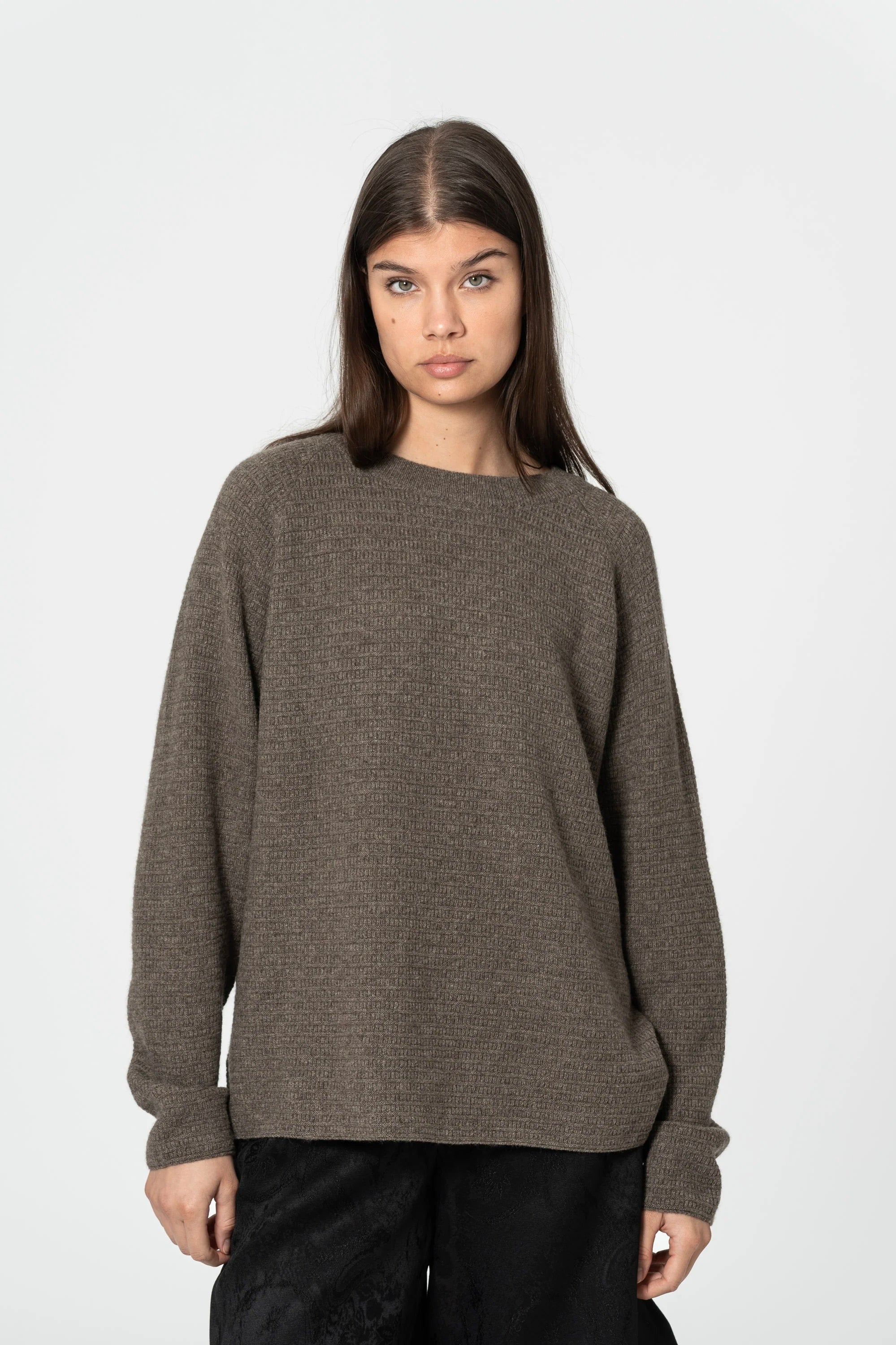 Dinadi Yak Purlstripe Sweater / Oat Brown